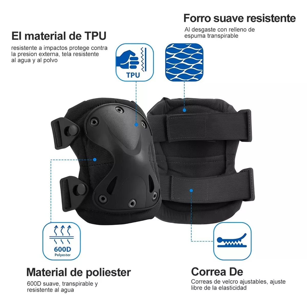 GENERICO - Pack de proteccion Rodilleras + coderas armype color negro