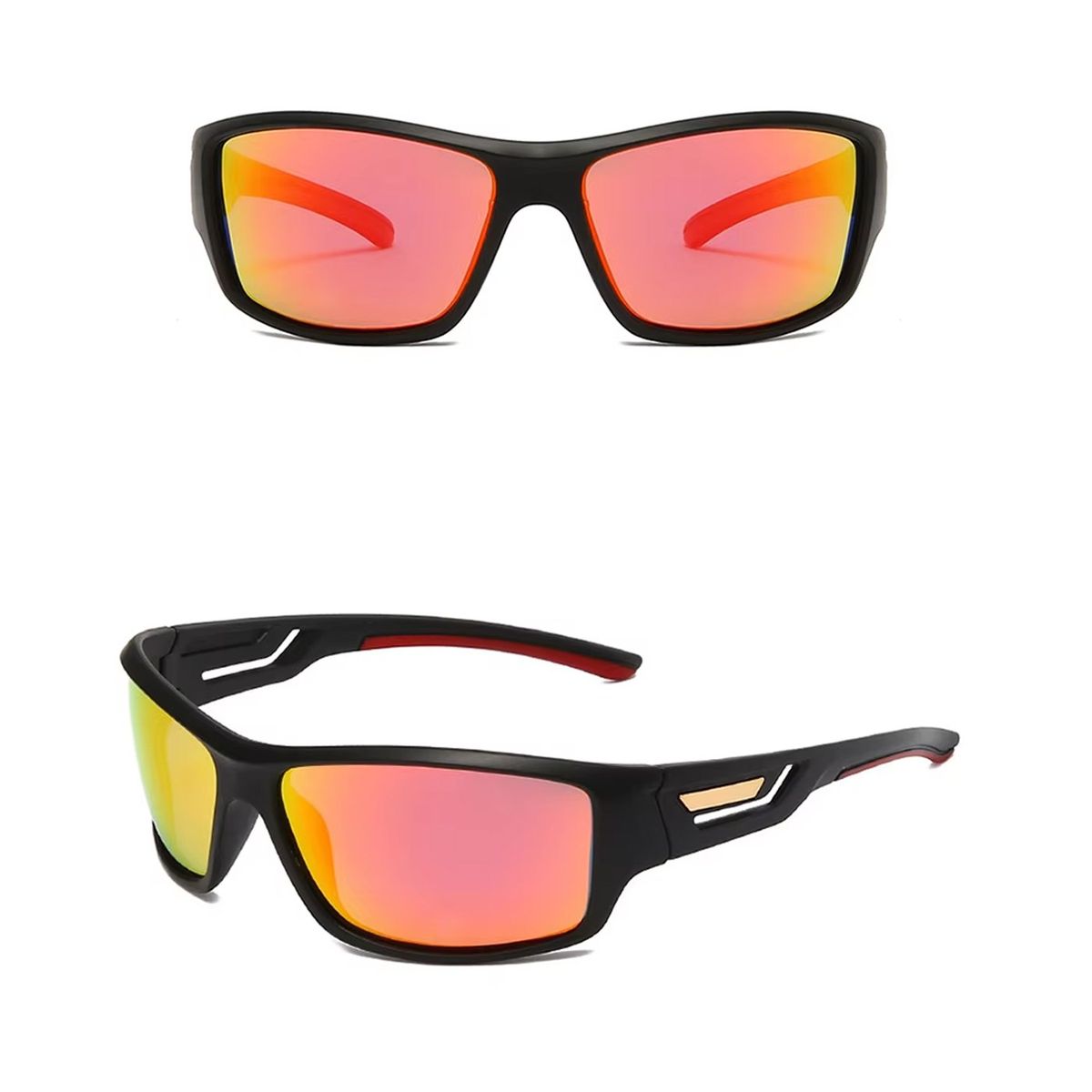 GENERICO - LENTES HOMBRE DE SOL POLARIZADOS UV400 NEGRO ROJO M2