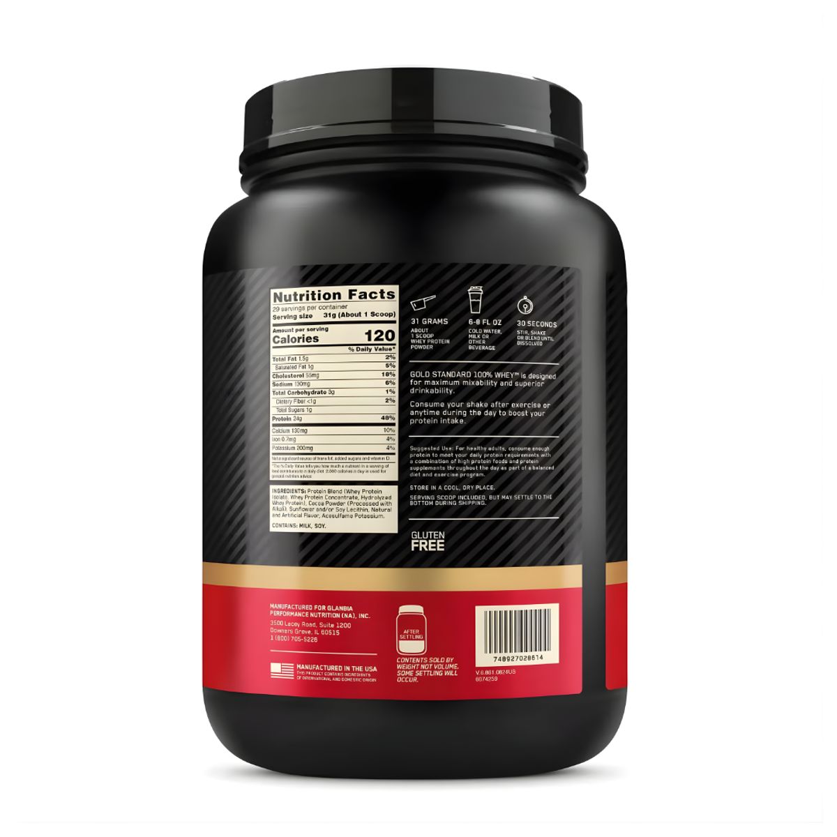 Optimum Nutrition - Gold Standard Whey 2 LB Proteina Whey ON - Double Rich Chocolate