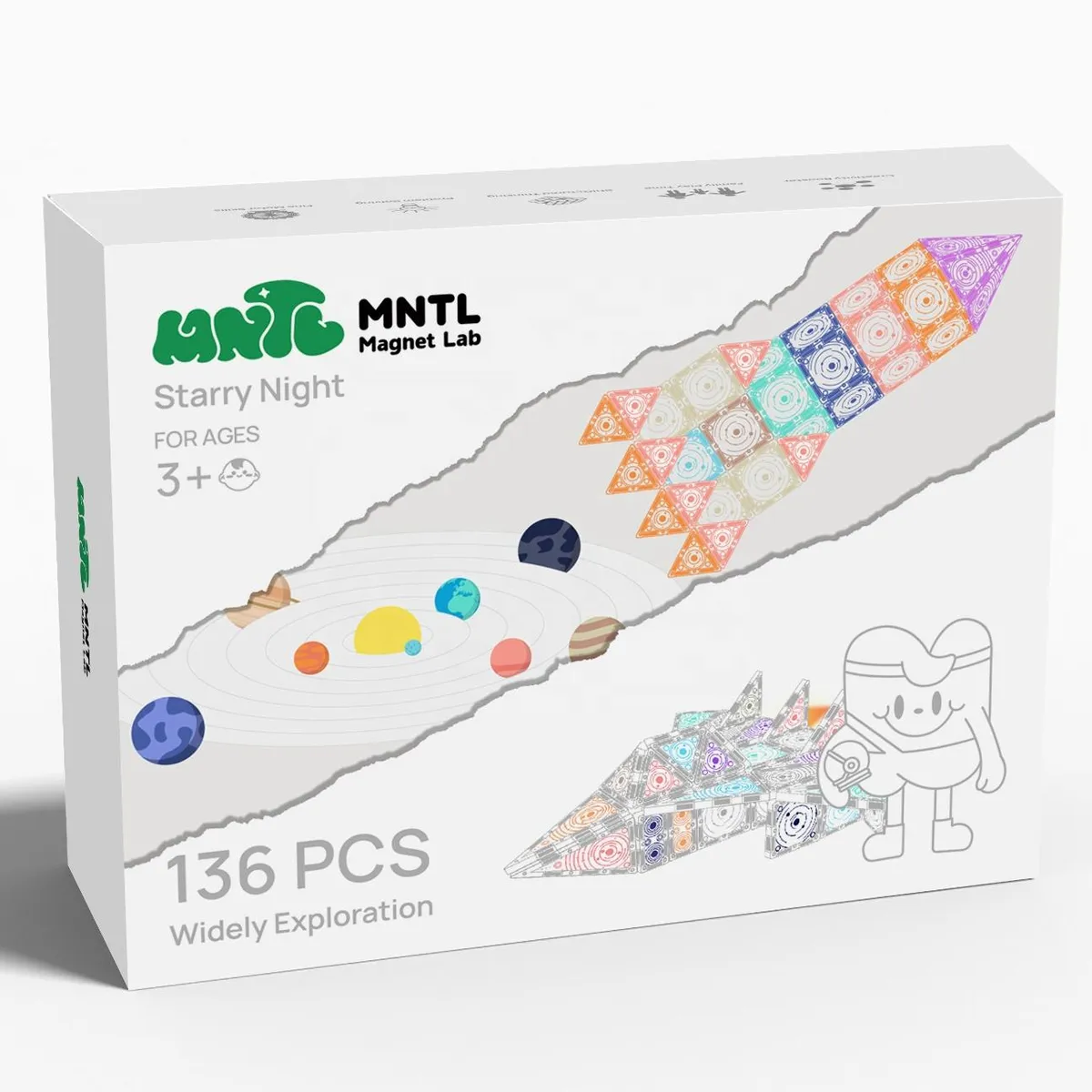 GENERICO - BLOQUES MAGNÉTICOS EDUCATIVOS MINI 136 PIEZAS STARRY NIGHT