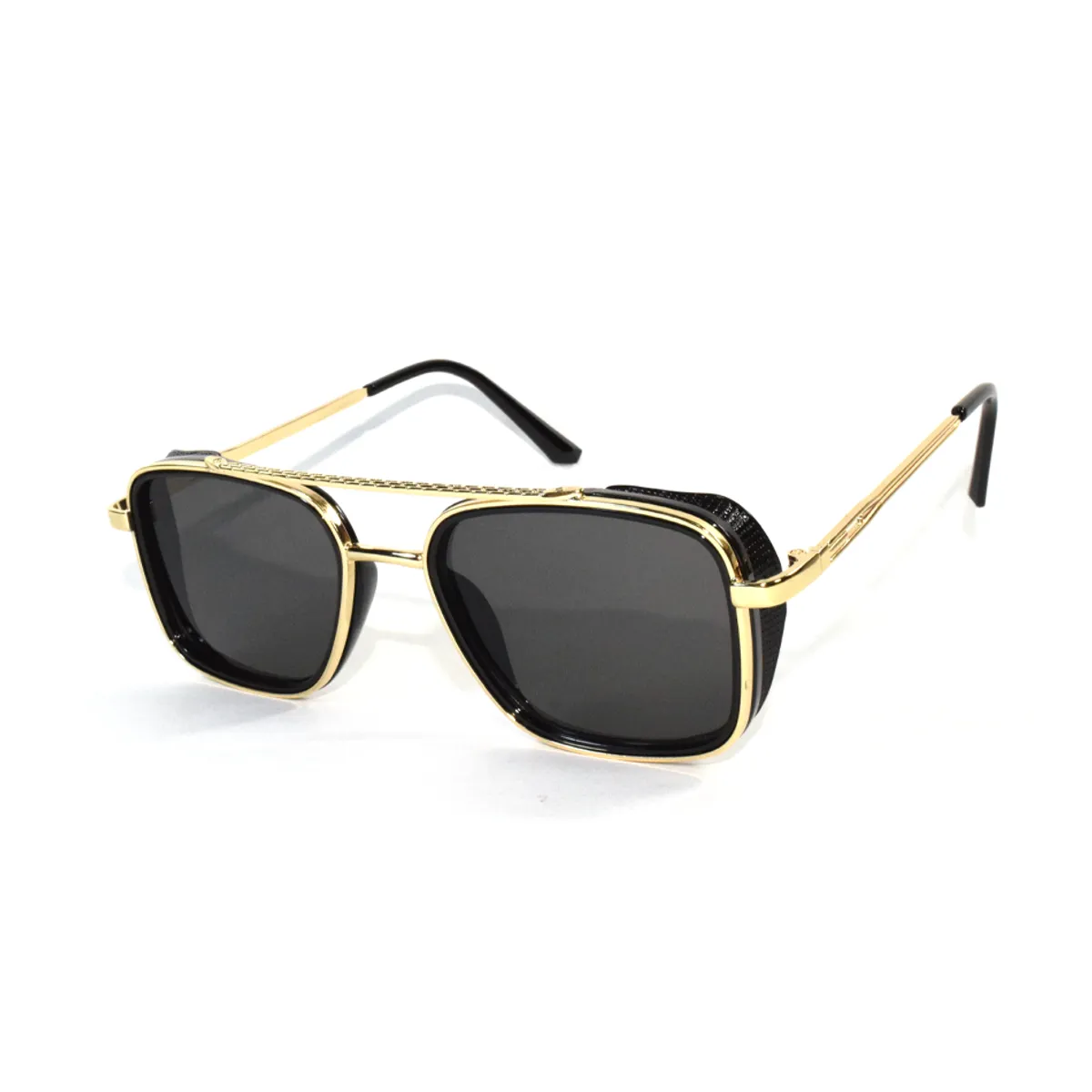 GENERICO - Lentes de sol diseño retro unisex uv400 - negro dorad