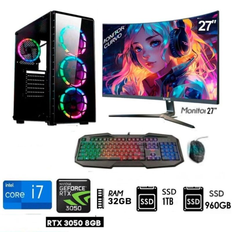 INTEL - Computadora PC Gamer Core I7 Ram32GB, SSD M.2-1TB, SSD 960GB, Video RTX 3050 8GB