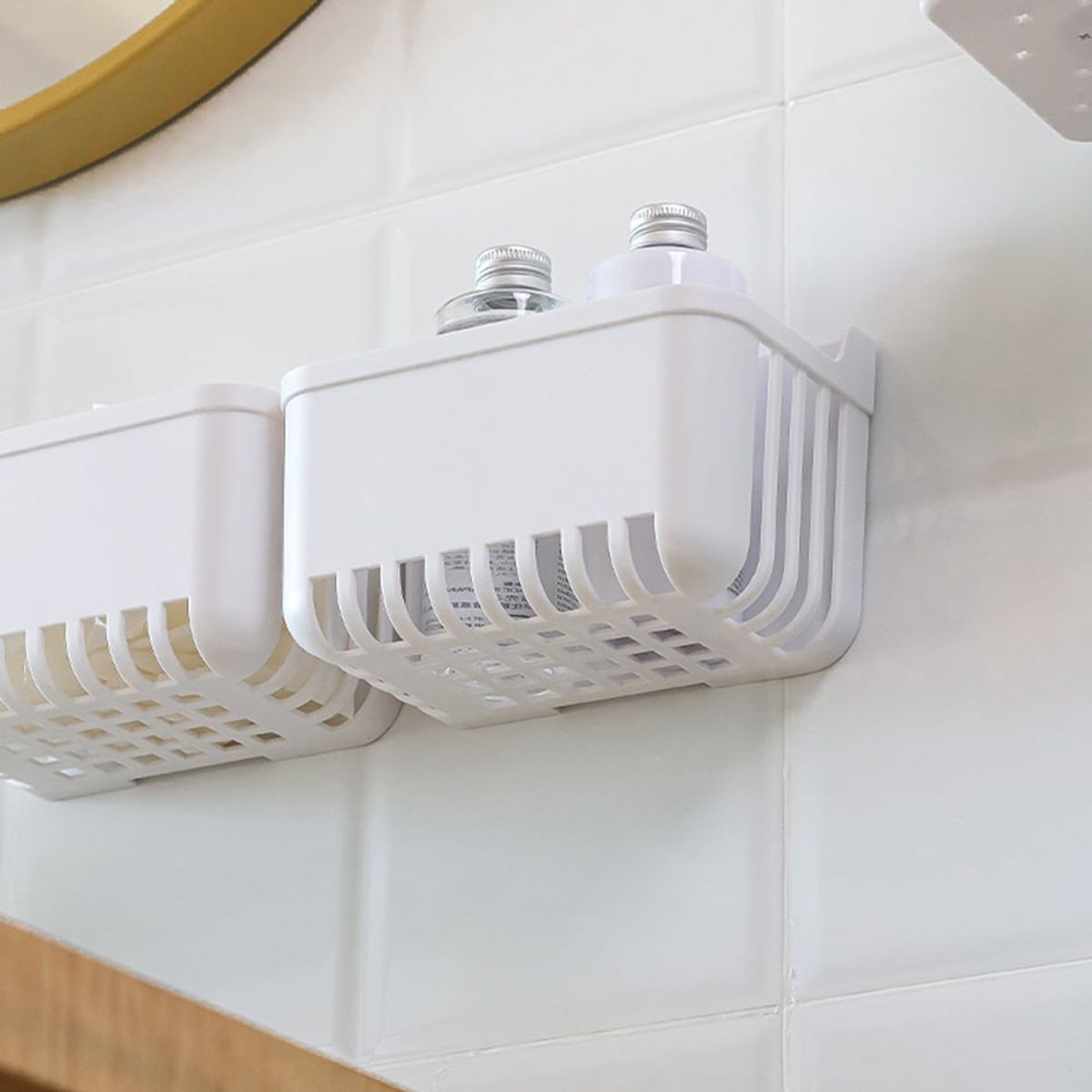 GENERICO - Organizador de Baño Drenaje de Pared Sin Perforación Blanco x 2