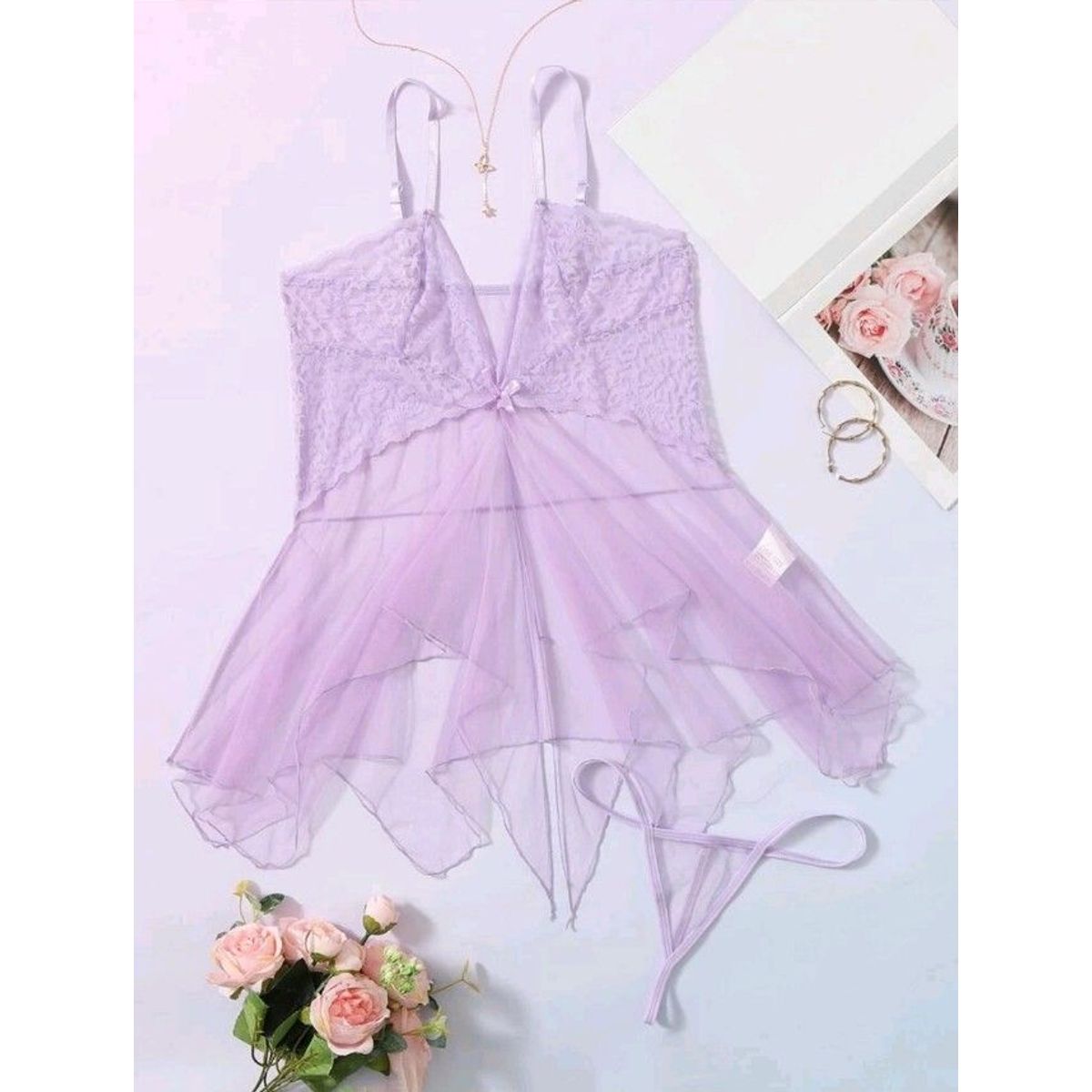 GENERICO - Conjunto De Encaje Transparente - Lenceria - Talla única