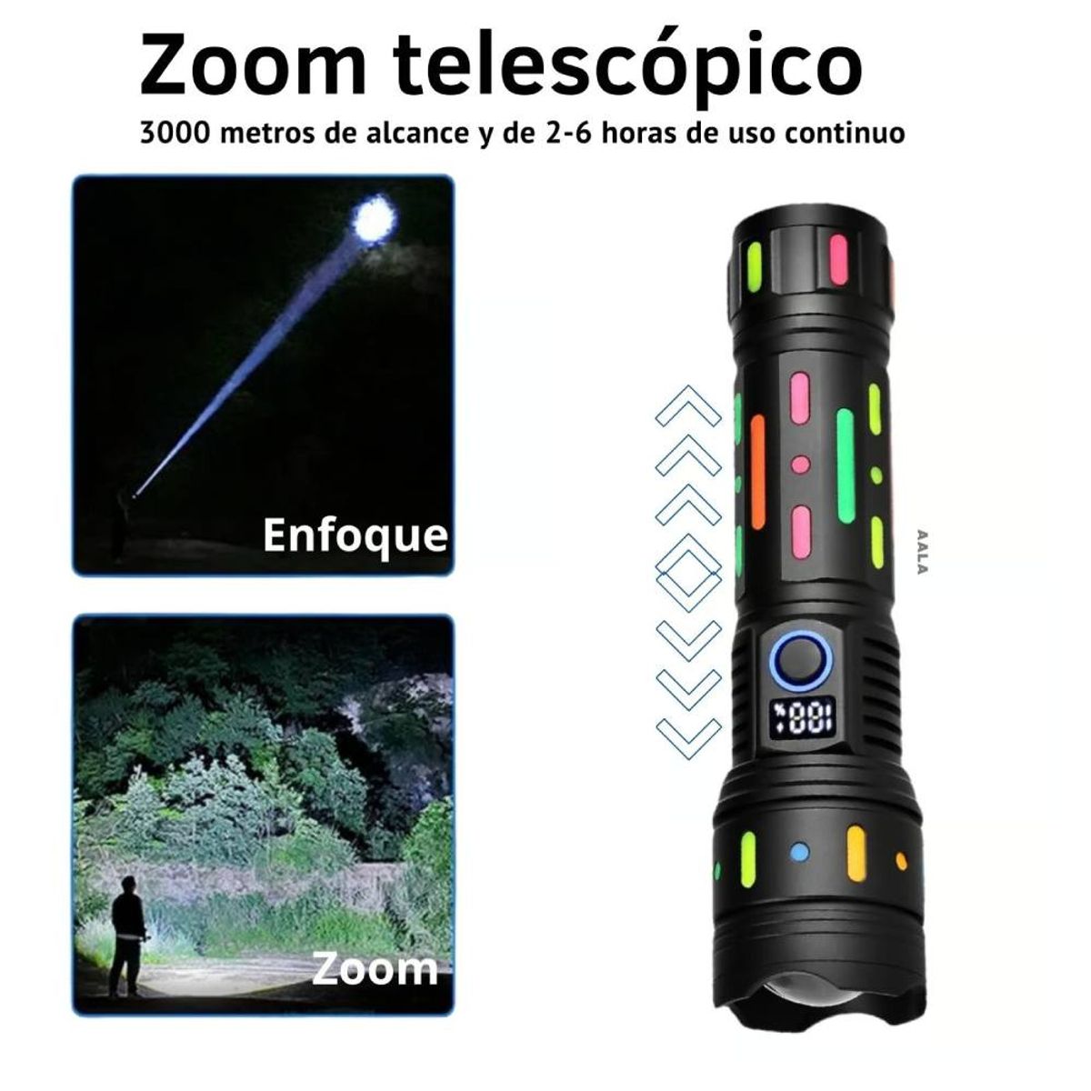 GENERICO - Linterna Táctica Profesional 3000 Metros Alta Potencia