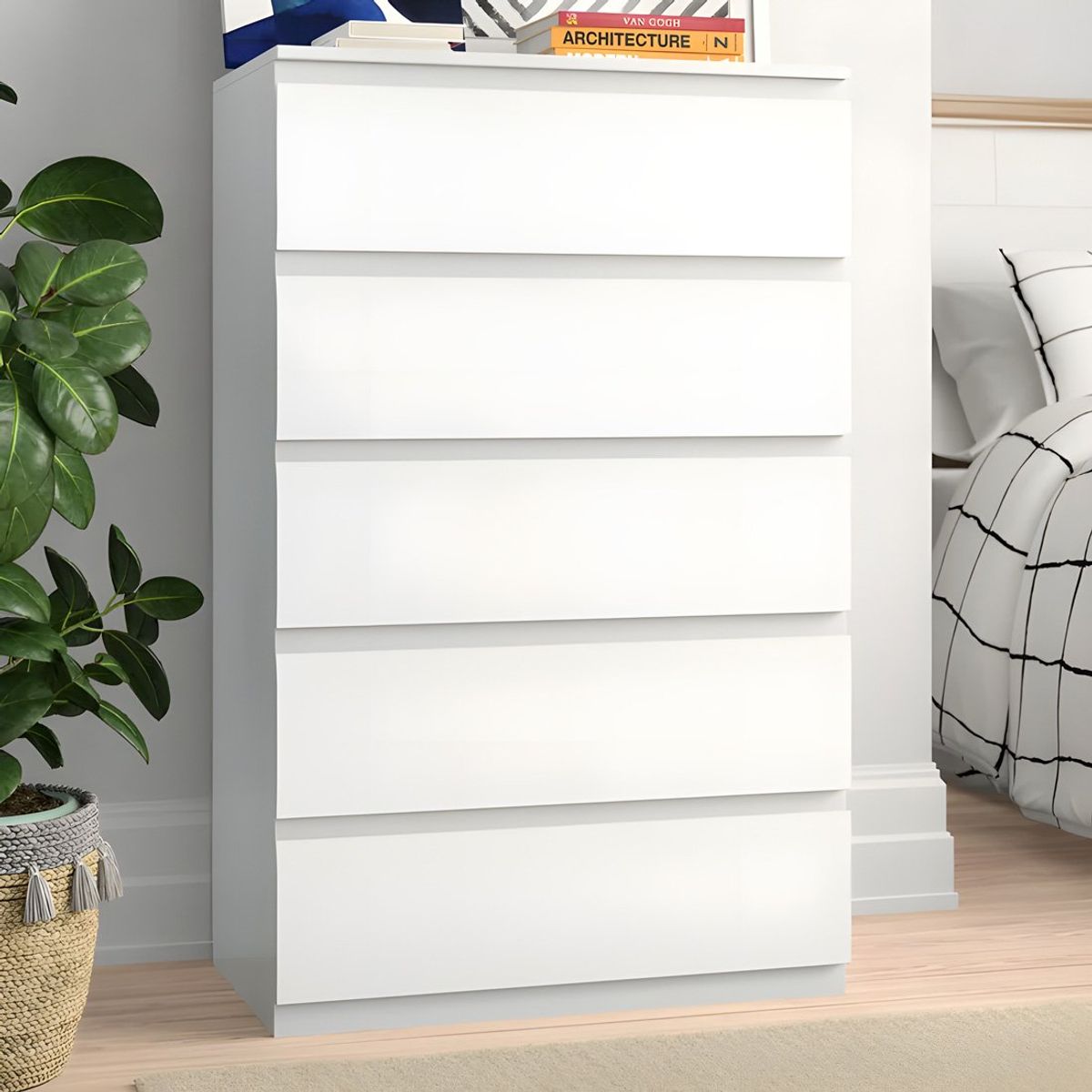 GENERICO - Cómoda Francine 5 Cajones Blanco 60 cm Huk