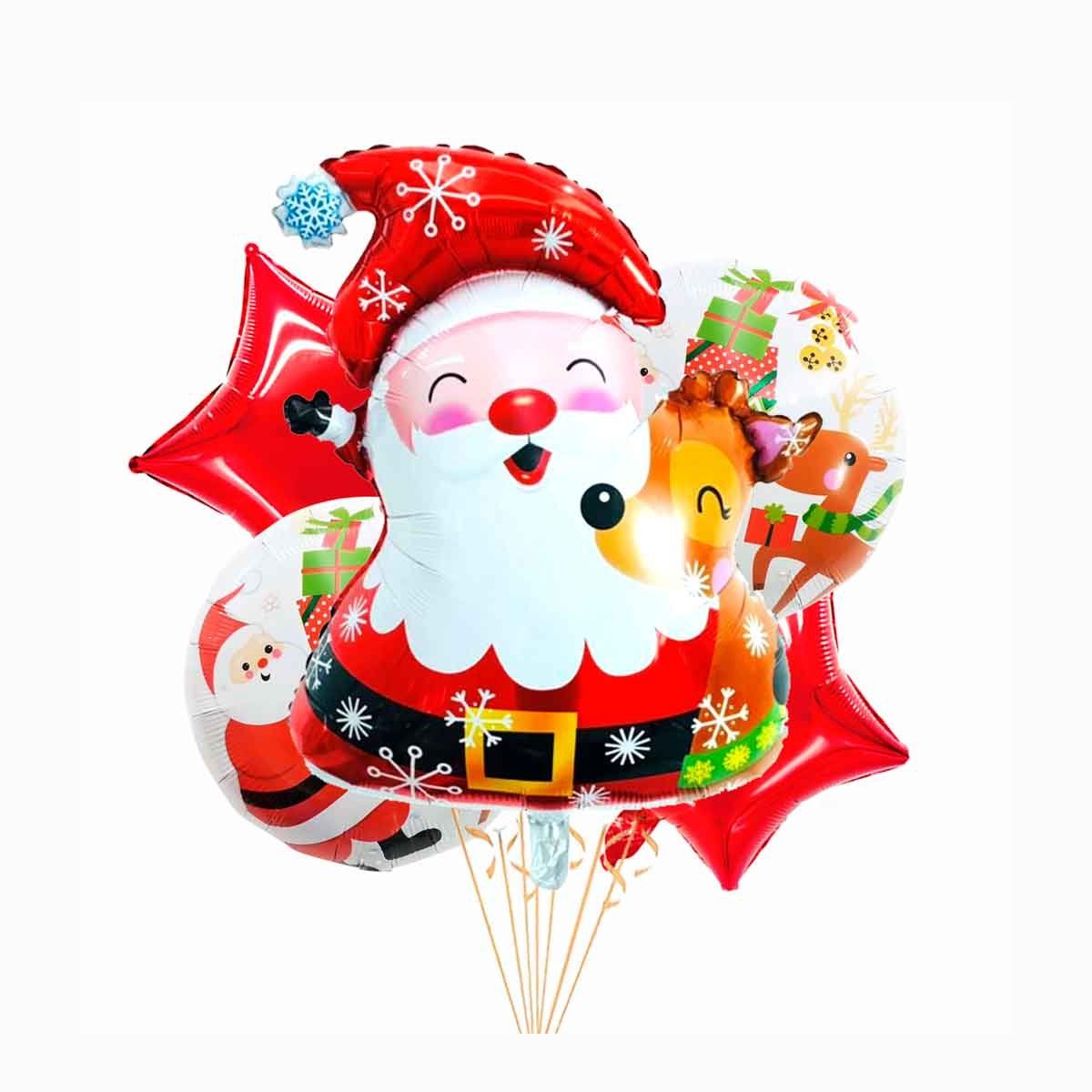GENERICO - Globos Papa Noel Navidad pack de 5 unds