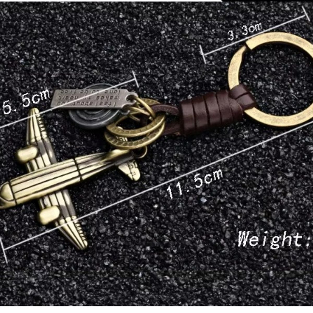 GENERICO - LLAVERO DE METAL Y CUERO AVION