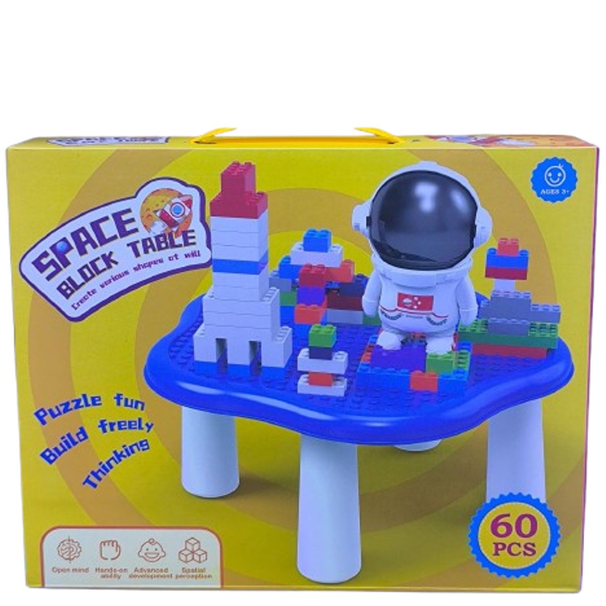 GENERICO - JUEGO DE MESA CON BLOQUES 60 PIEZAS ASTRONAUTA