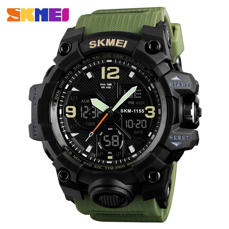 SKMEI - Reloj Deportivo Analógico Digital Skmei 1155 Verde Militar