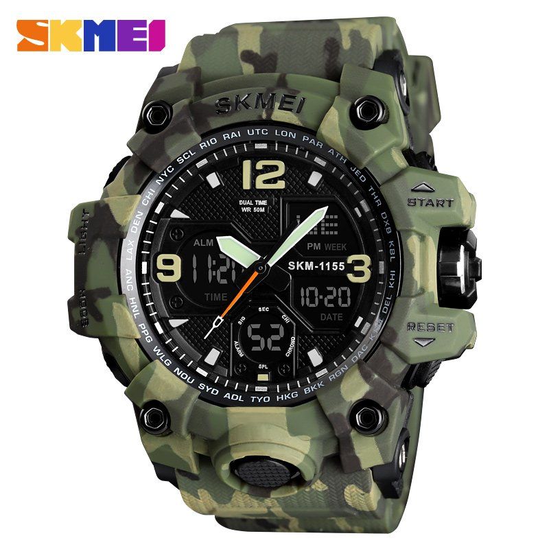 SKMEI - Reloj deportivo Skmei 1155 Analogico DIgital Verde Camuflado