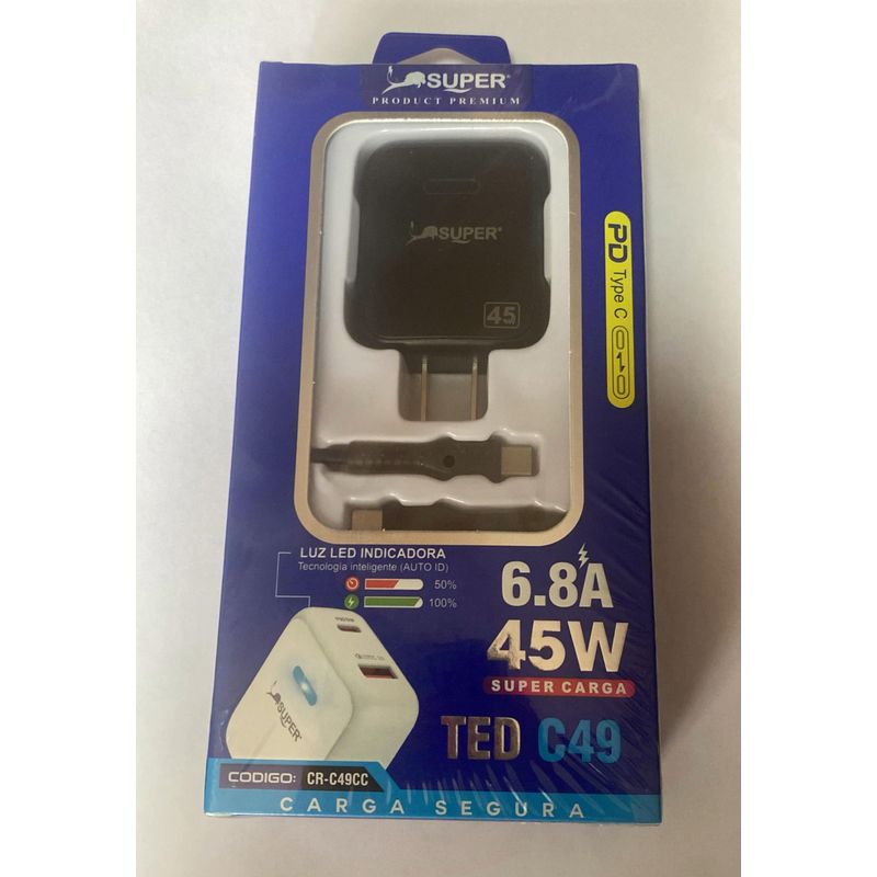 MORITA BAG STORE - CARGADOR DE 45W CARGA RÁPIDA - NEGRO 68A