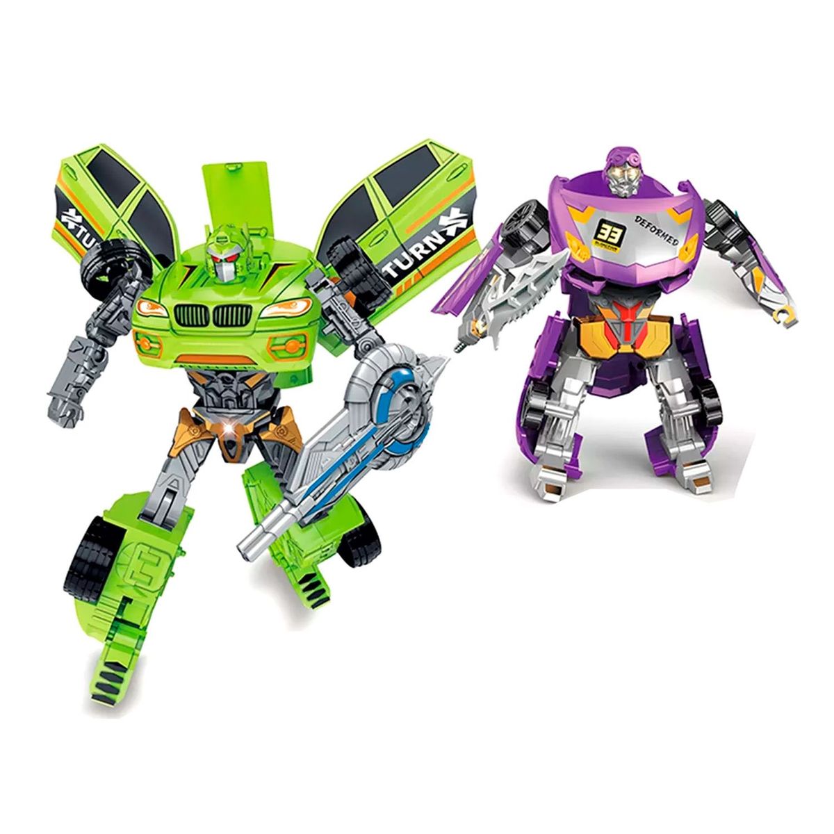 OEM - Robot Transformer Set 2 Juguetes de Acción con Luz y Sonido