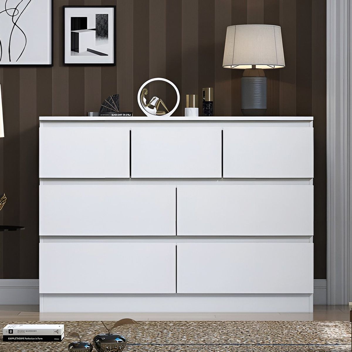 GENERICO - Cómoda Francine 7 Cajones Blanco Huk