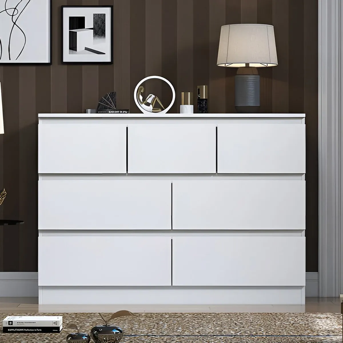 GENERICO - Cómoda Francine 7 Cajones Blanco Huk