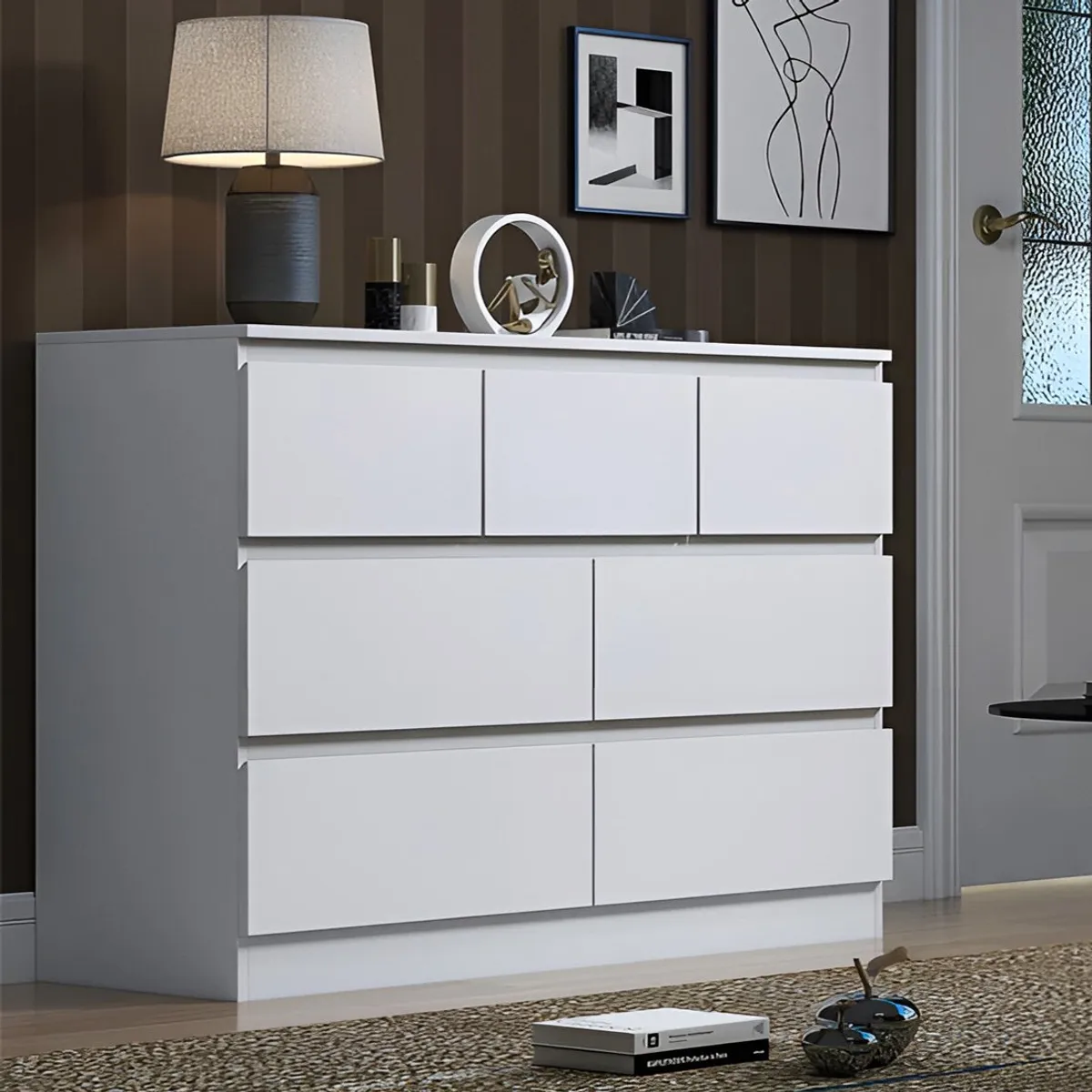 GENERICO - Cómoda Francine 7 Cajones Blanco Huk