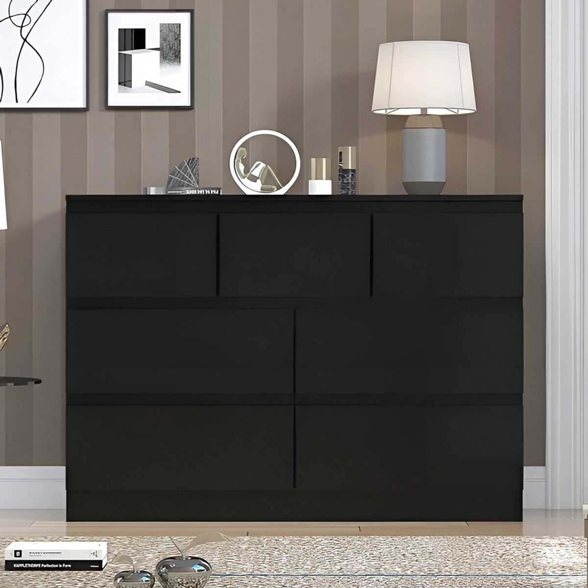 GENERICO - Cómoda Francine 7 Cajones Negro Huk