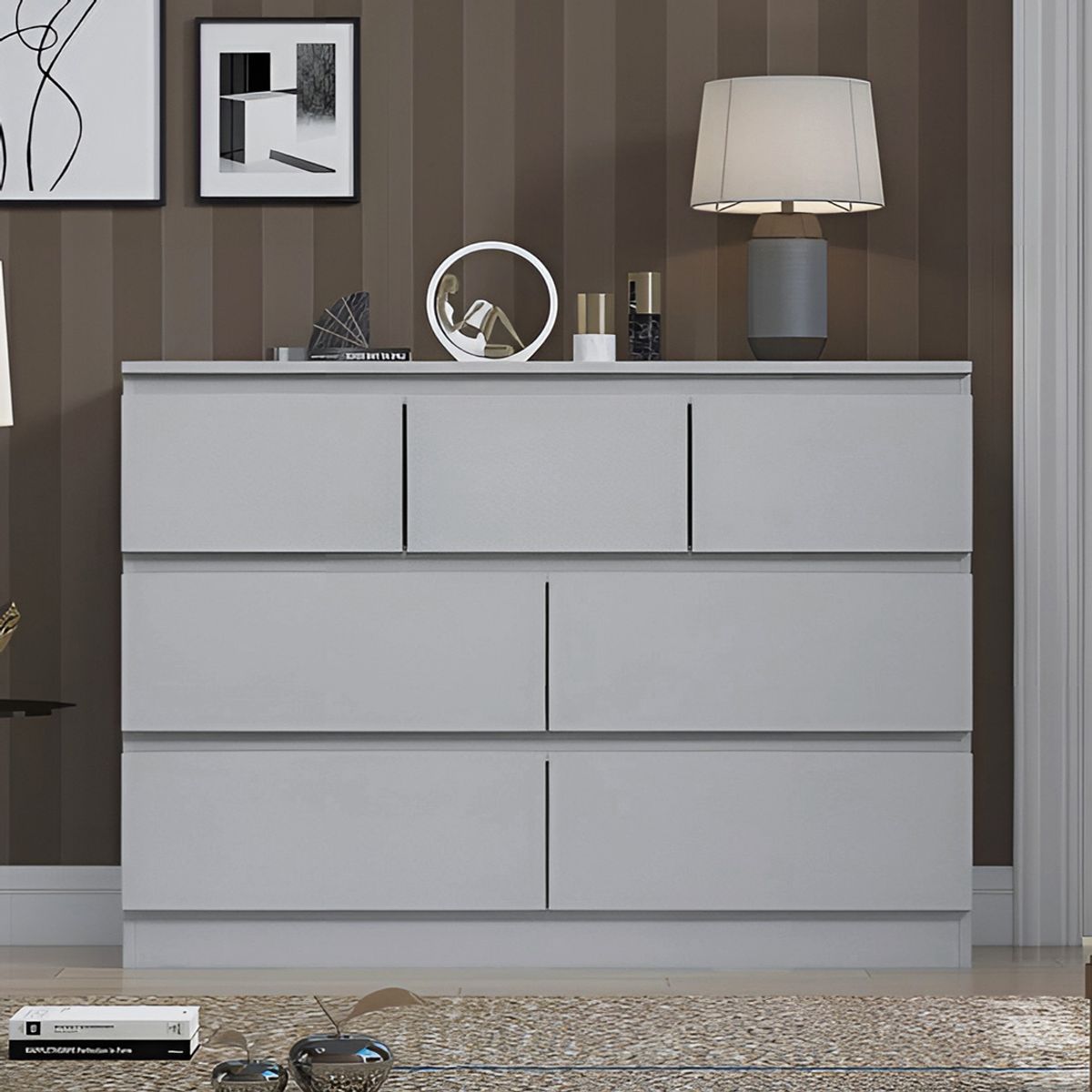 GENERICO - Cómoda Francine 7 Cajones Gris Huk