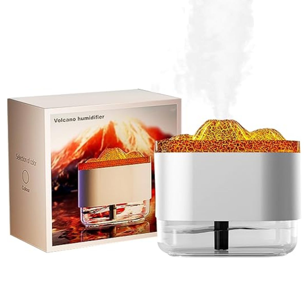 SEISA - Humidificador Aromaterapia Difusor de Aroma Volcan Decorativo BLANCO