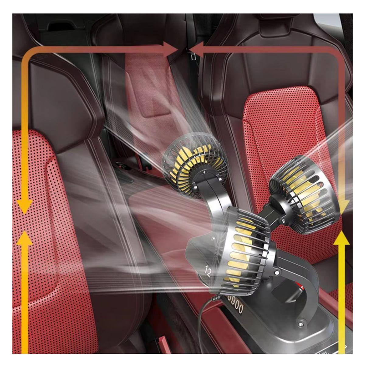 SEISA - Ventilador para Auto Carro de triple cabezal Giratorio 360