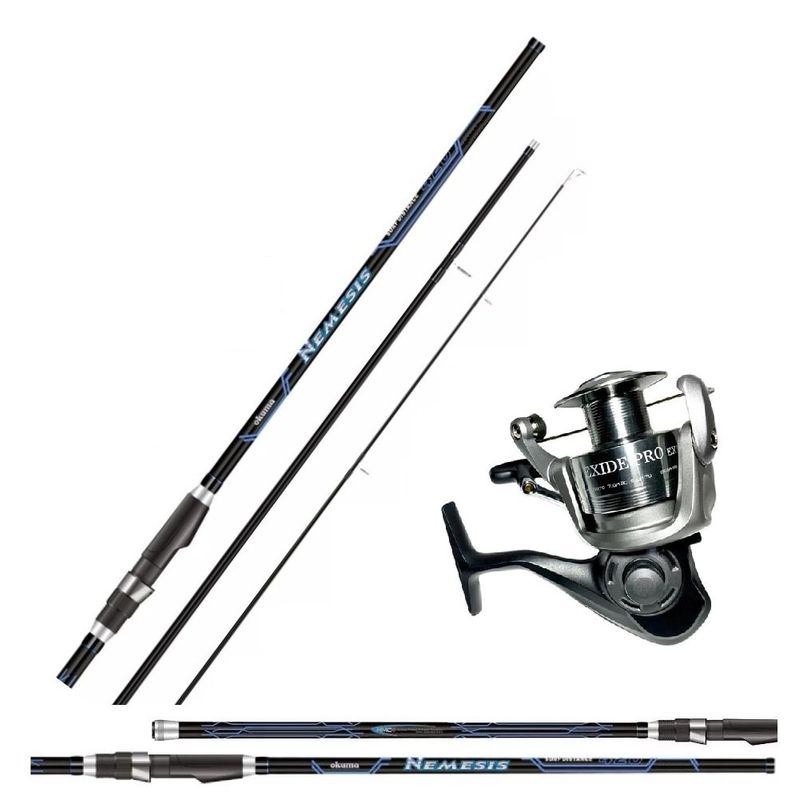 OKUMA - EQUIPO DE PESCA SURFCASTING CAÑA 4.20 CARRETE 6500 OKUMA