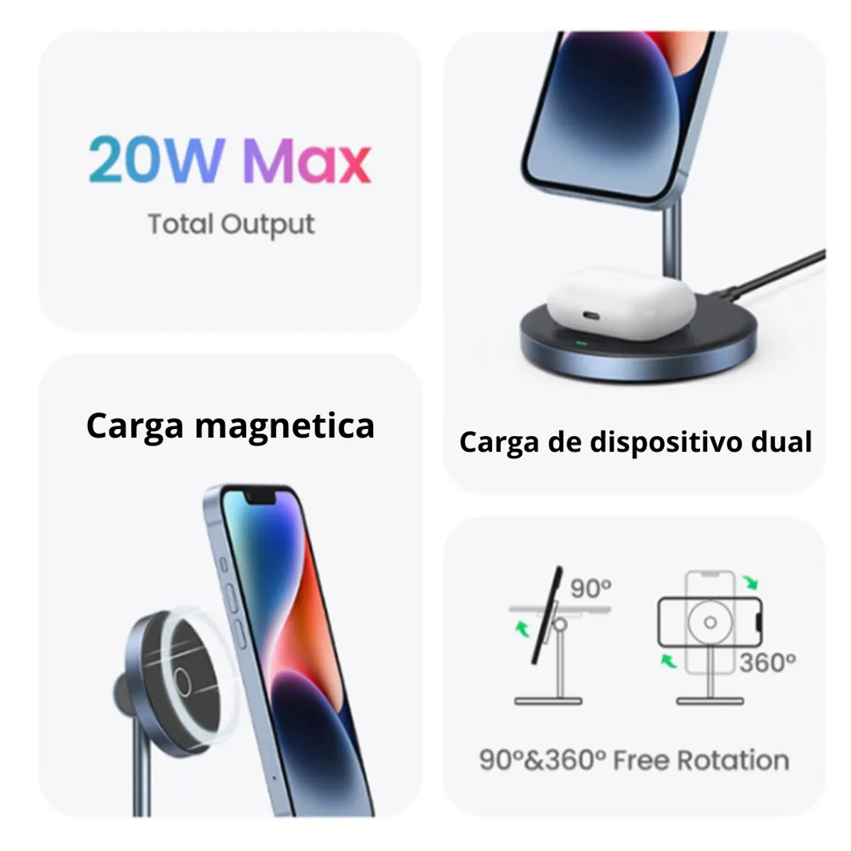 UGREEN - Estacion de Carga Inalambrico Ugreen MagSafe Qi iPhone 15  Airpods