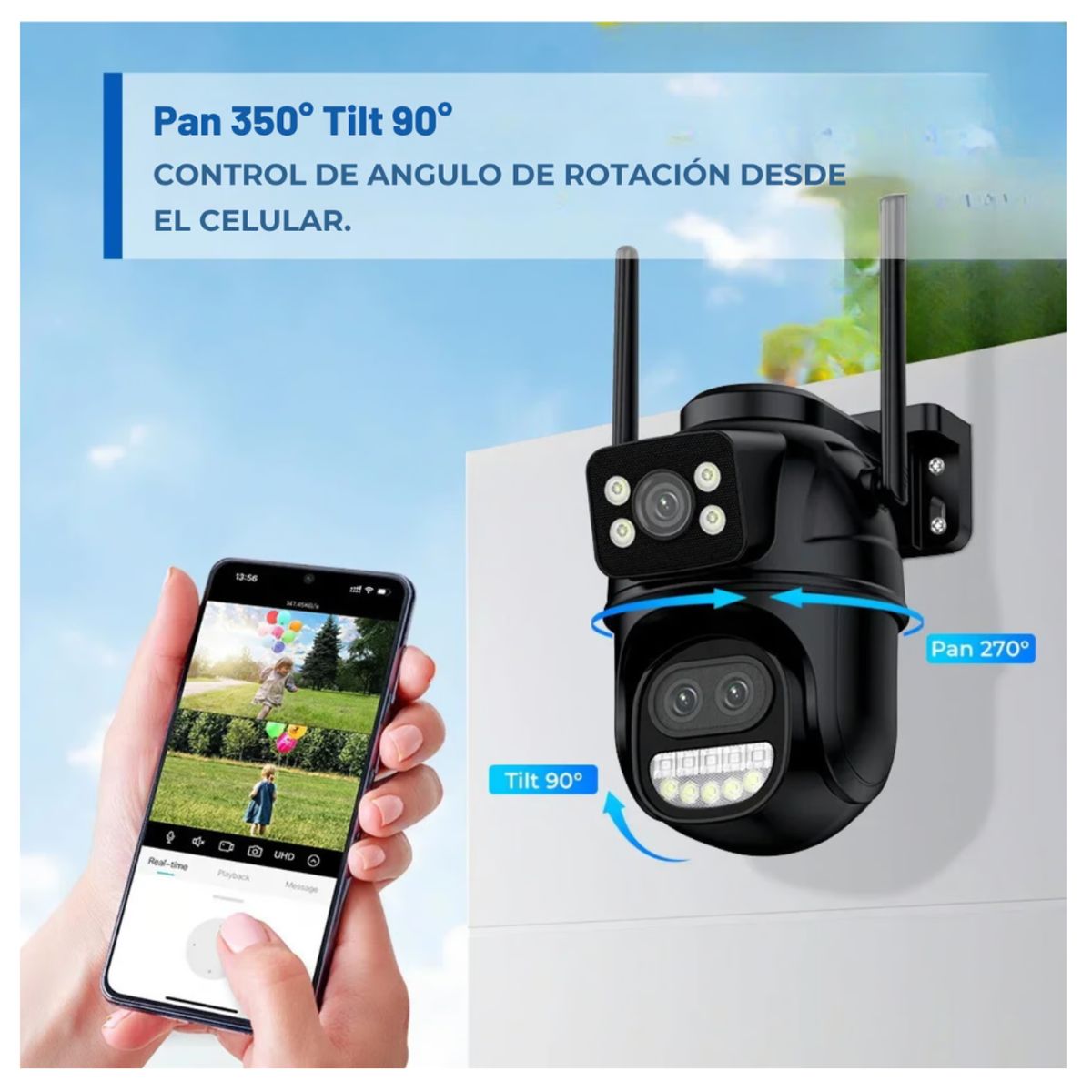 SEISA - Camara de Seguridad WIFI PTZ Doble Lente 5K con Zoom Optico 50m