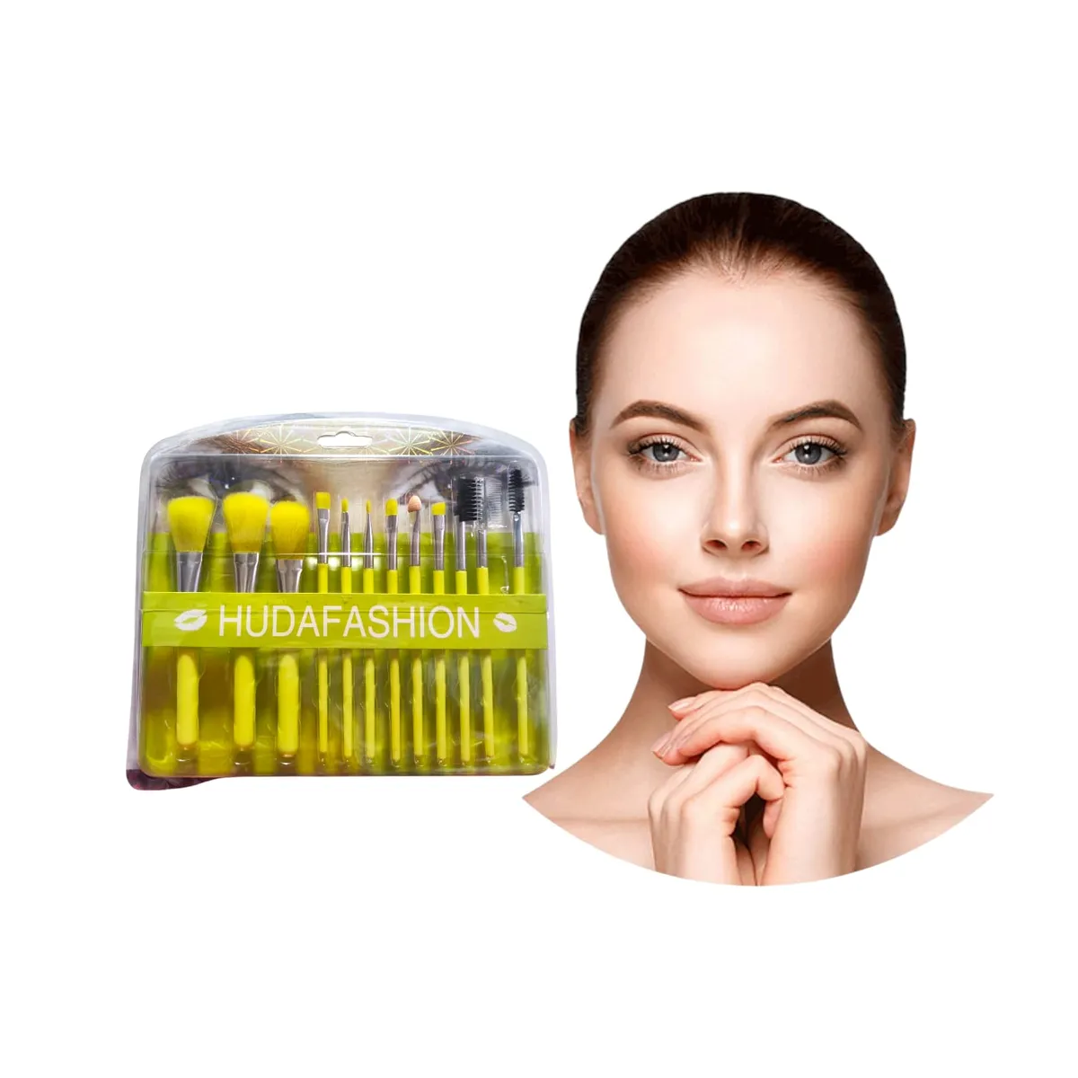 GENERICO - Set de 12  Brochas de Maquillaje Verde Limon
