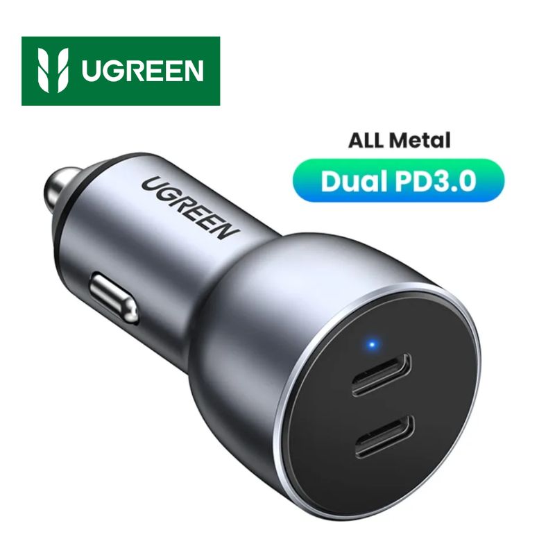 UGREEN - Cargador Auto 2 Puertos USB-C Carga rapida 50w Ugreen CD213