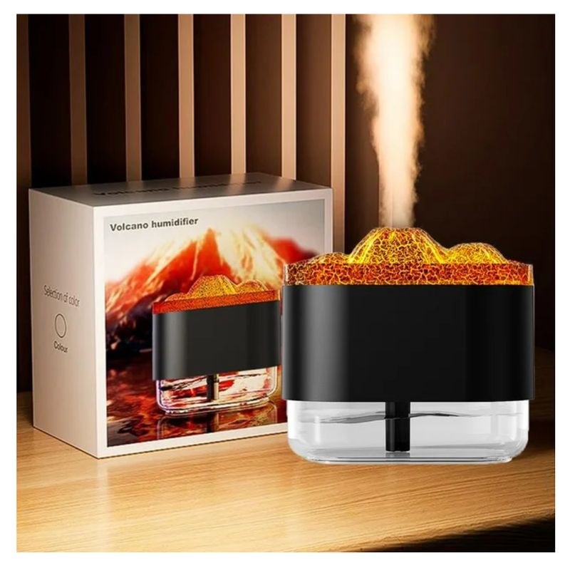 SEISA - Humidificador de aire Volcano Negro USB Difusor de Aroma Lampara