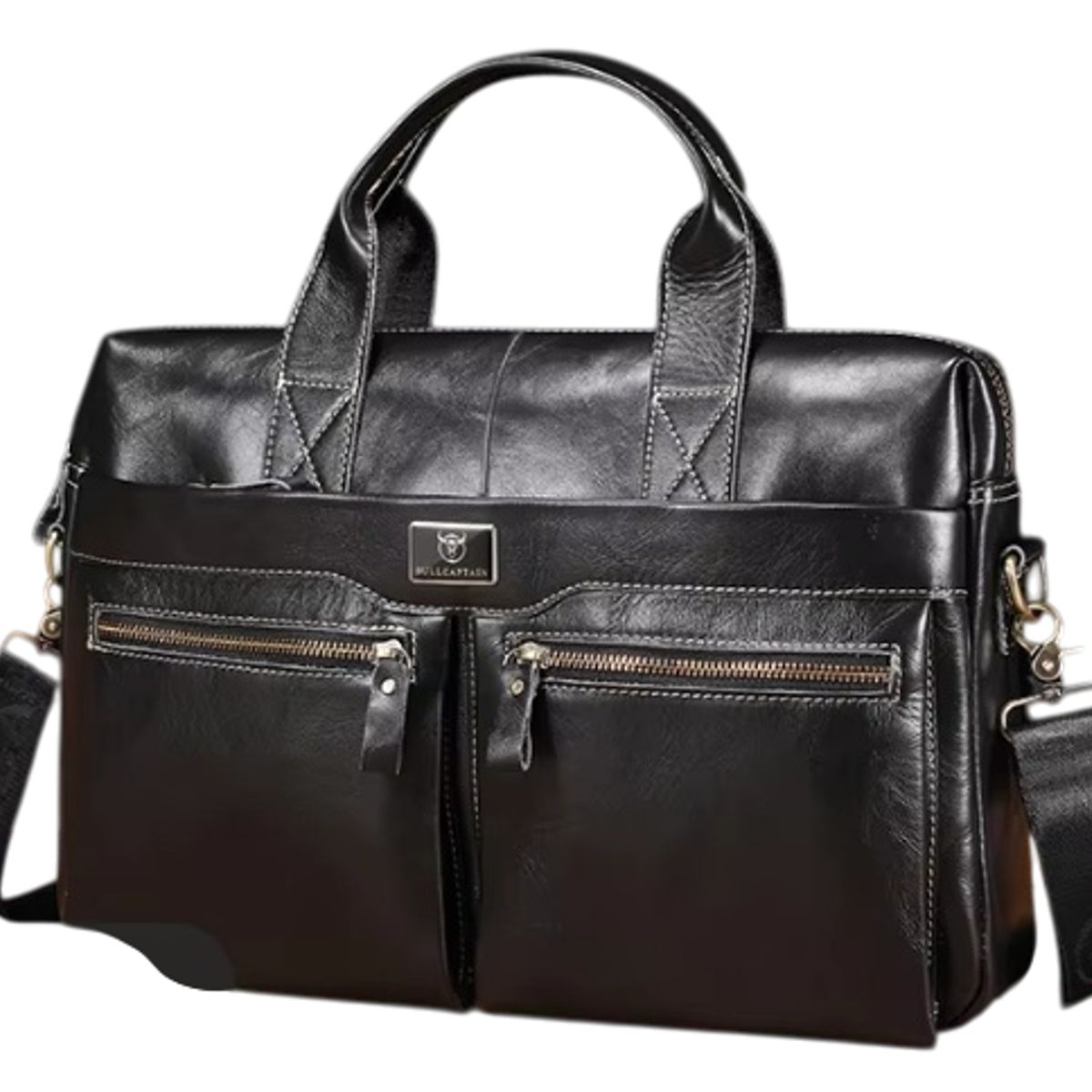 BULLCAPTAIN - Maletin cuero genuino bullcaptain negro caballeros