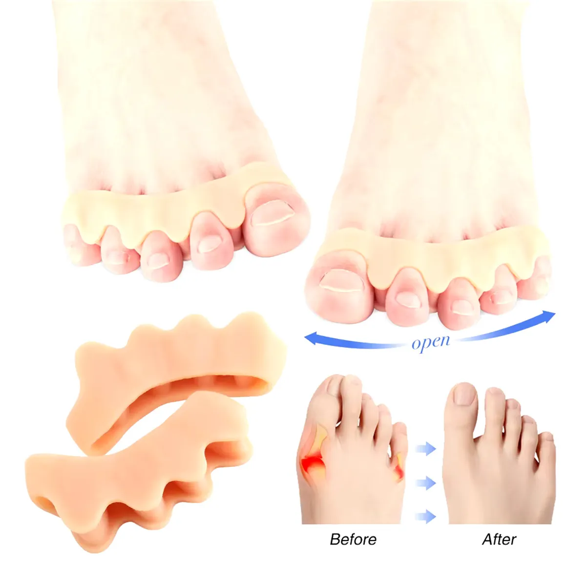GENERICO - Corrector Separador Medico De Dedos Del Pie Cuidado De Pies