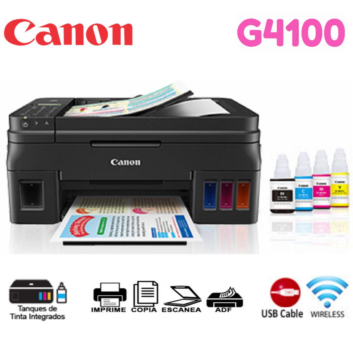 CANON - Impresora Multifuncional CANON de Tinta G4100