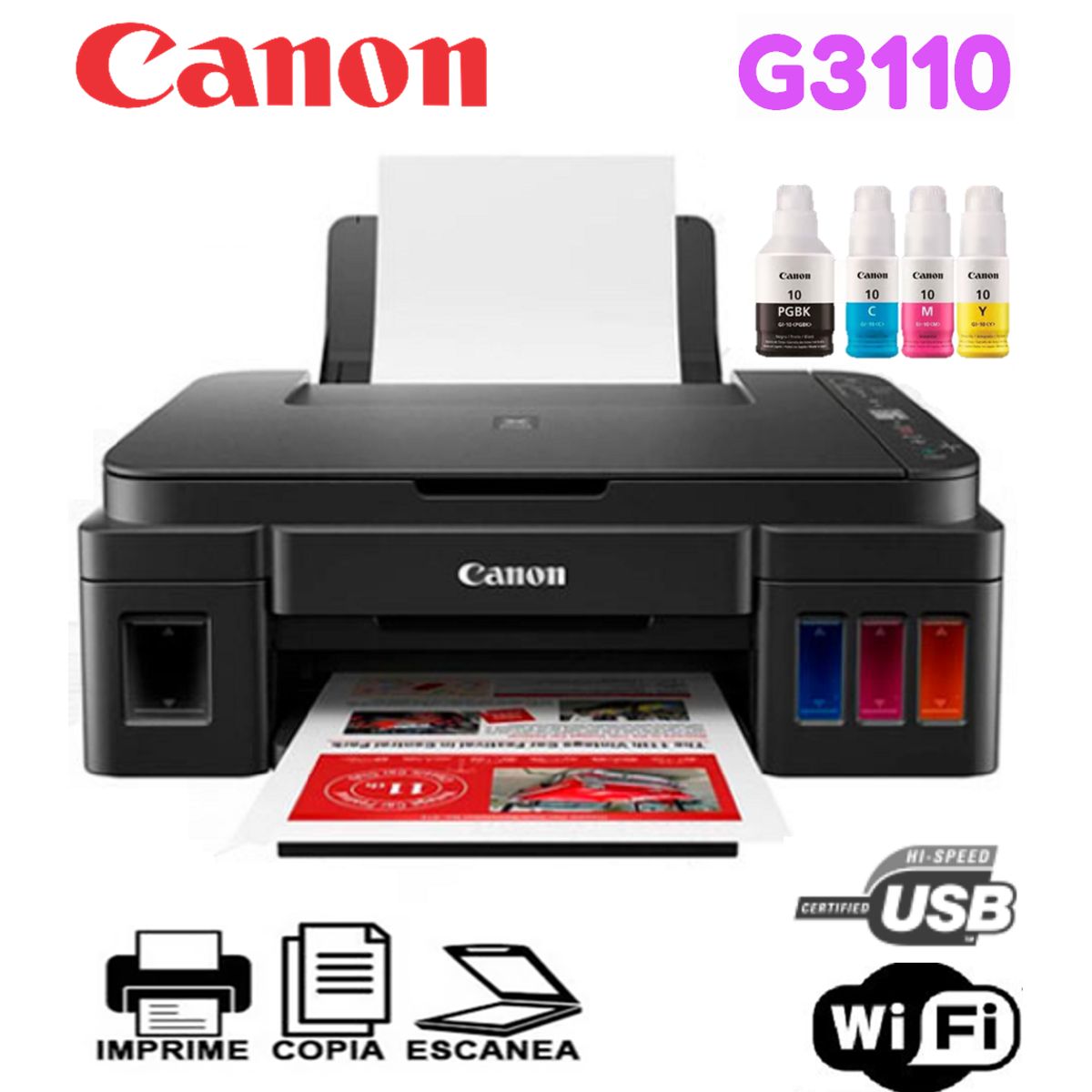 CANON - Impresora Multifuncional CANON de Tinta G3110