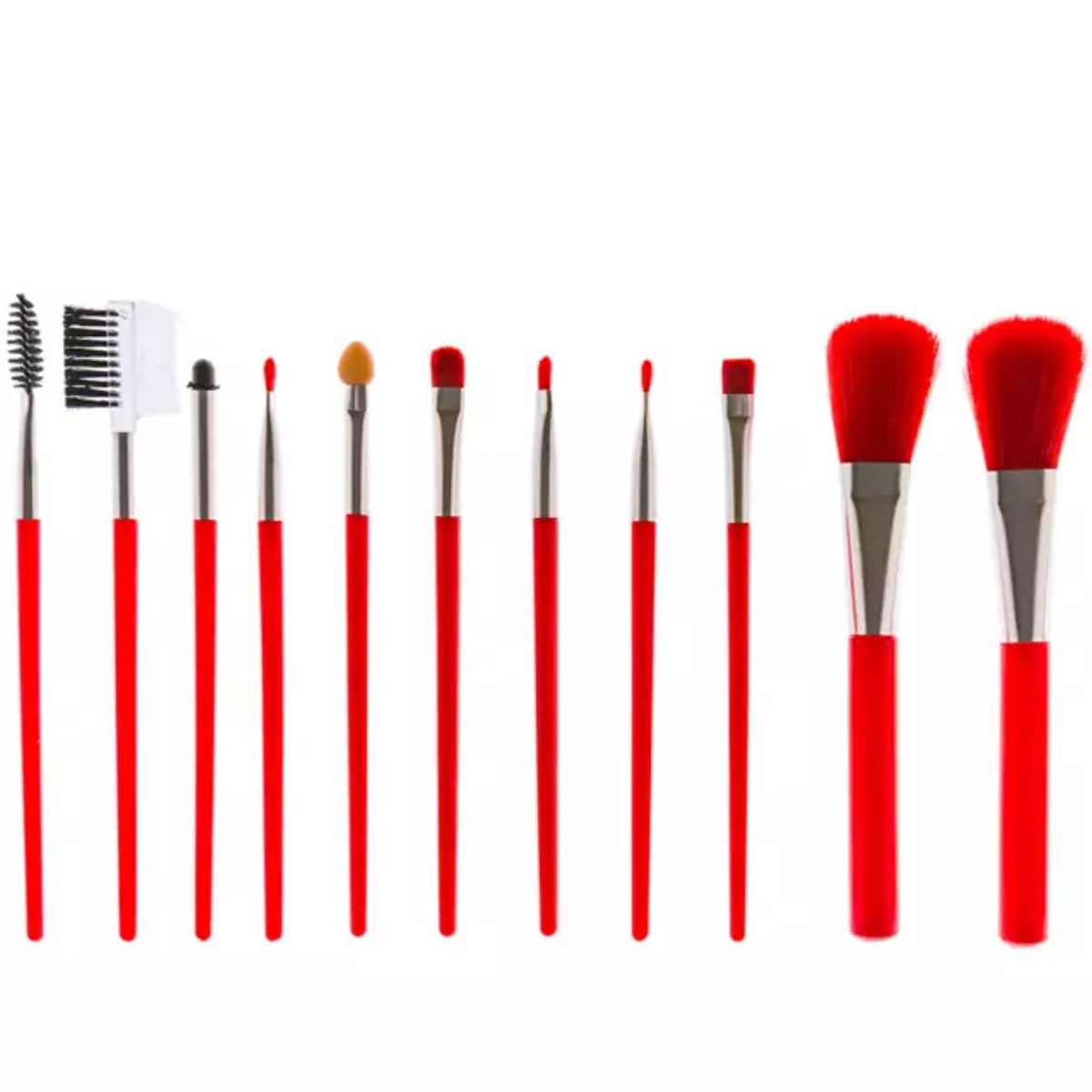 GENERICO - Set de 12 Brochas de Maquillaje Rojo