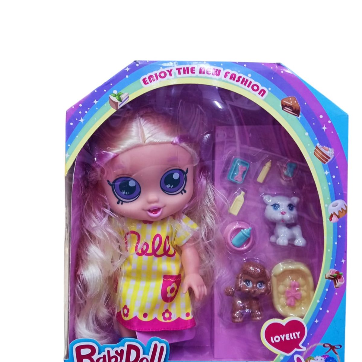 GENERICO - BABYDOLL NELLY MUÑECA CON PERRITOS Y ACCESORIOS