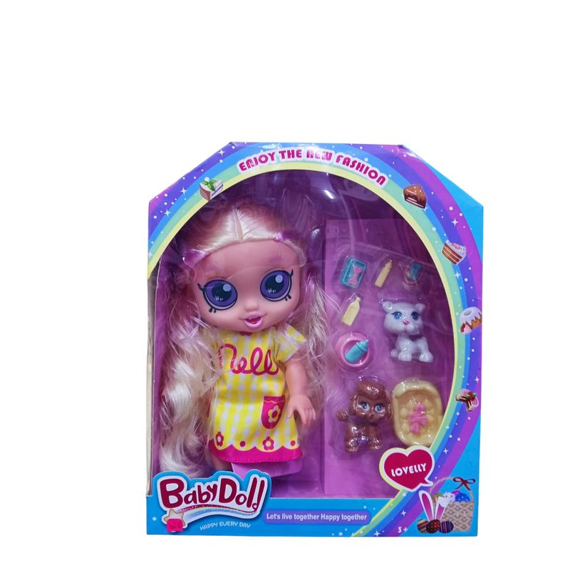 GENERICO - BABYDOLL NELLY MUÑECA CON PERRITOS Y ACCESORIOS