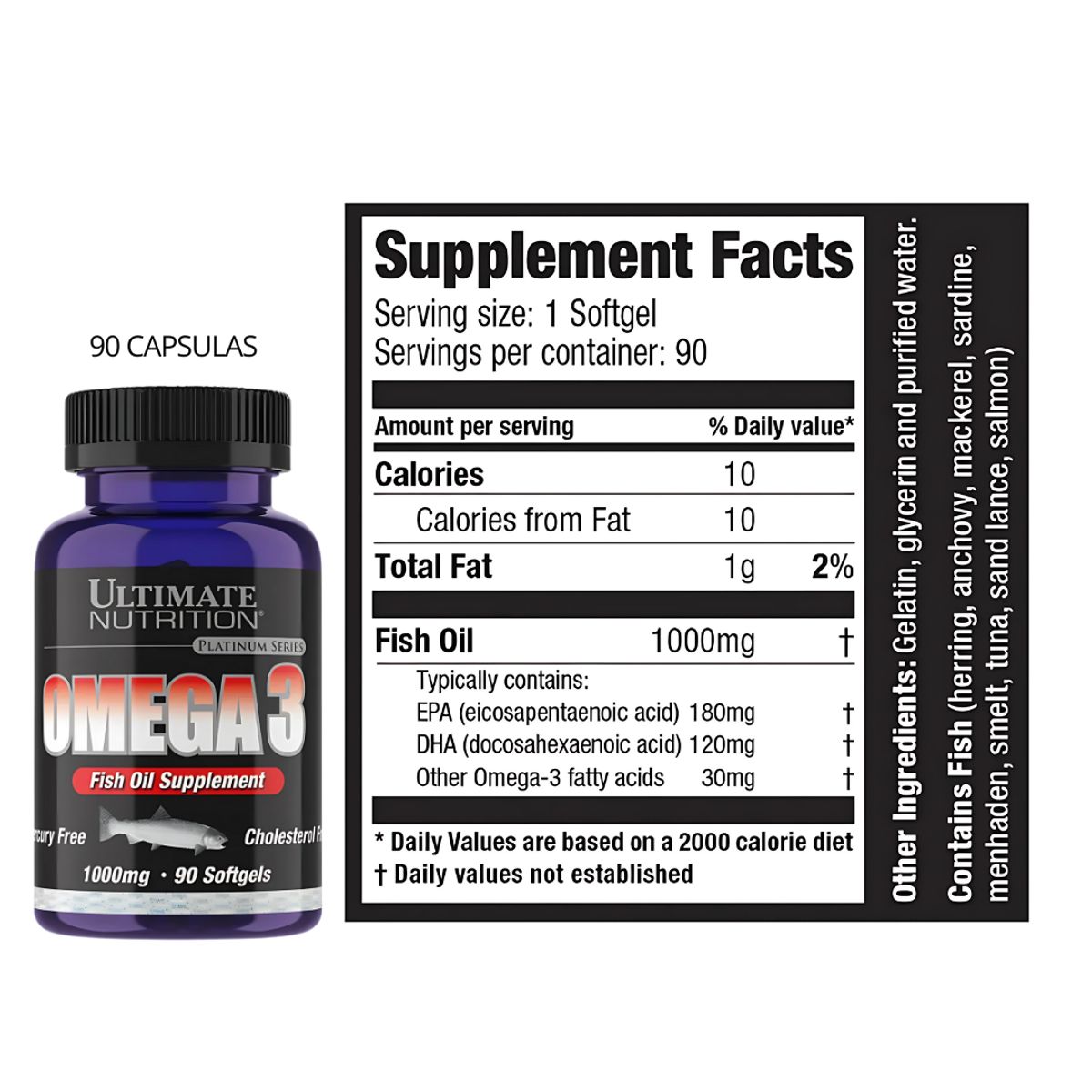 ULTIMATE NUTRITION - Omega 3 Ultimate Nutrition 90 Capsulas - Fish Oil