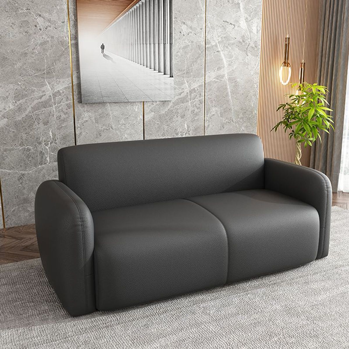 GENERICO - Sofá Lineal Lucca 3 cuerpos - Negro