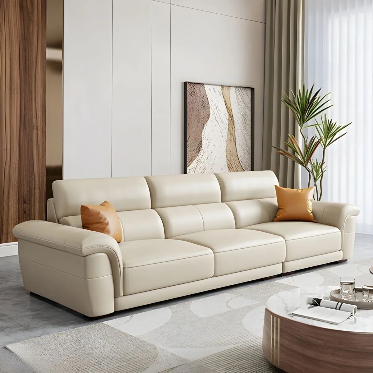 GENERICO - Sofá Acolchado Lecce 3 cuerpos - Aneka Marfil