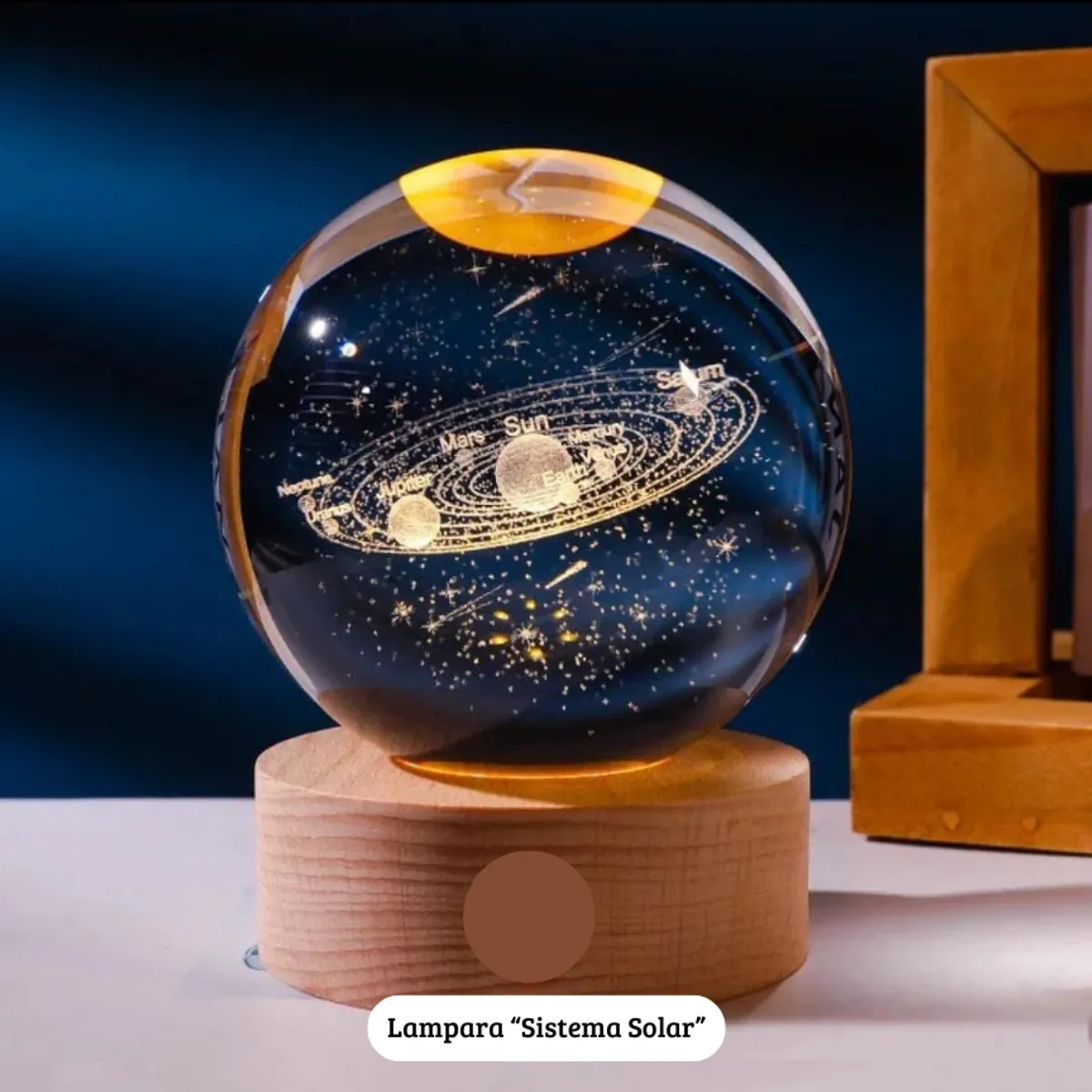 GENERICO - Lampara Bola de Cristal USB - Sistema Solar 8 cm