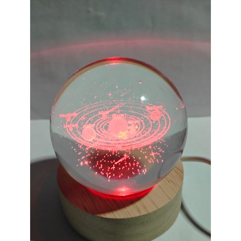 GENERICO - Lampara Bola de Cristal Multicolor USB - Sistema Solar 6 cm