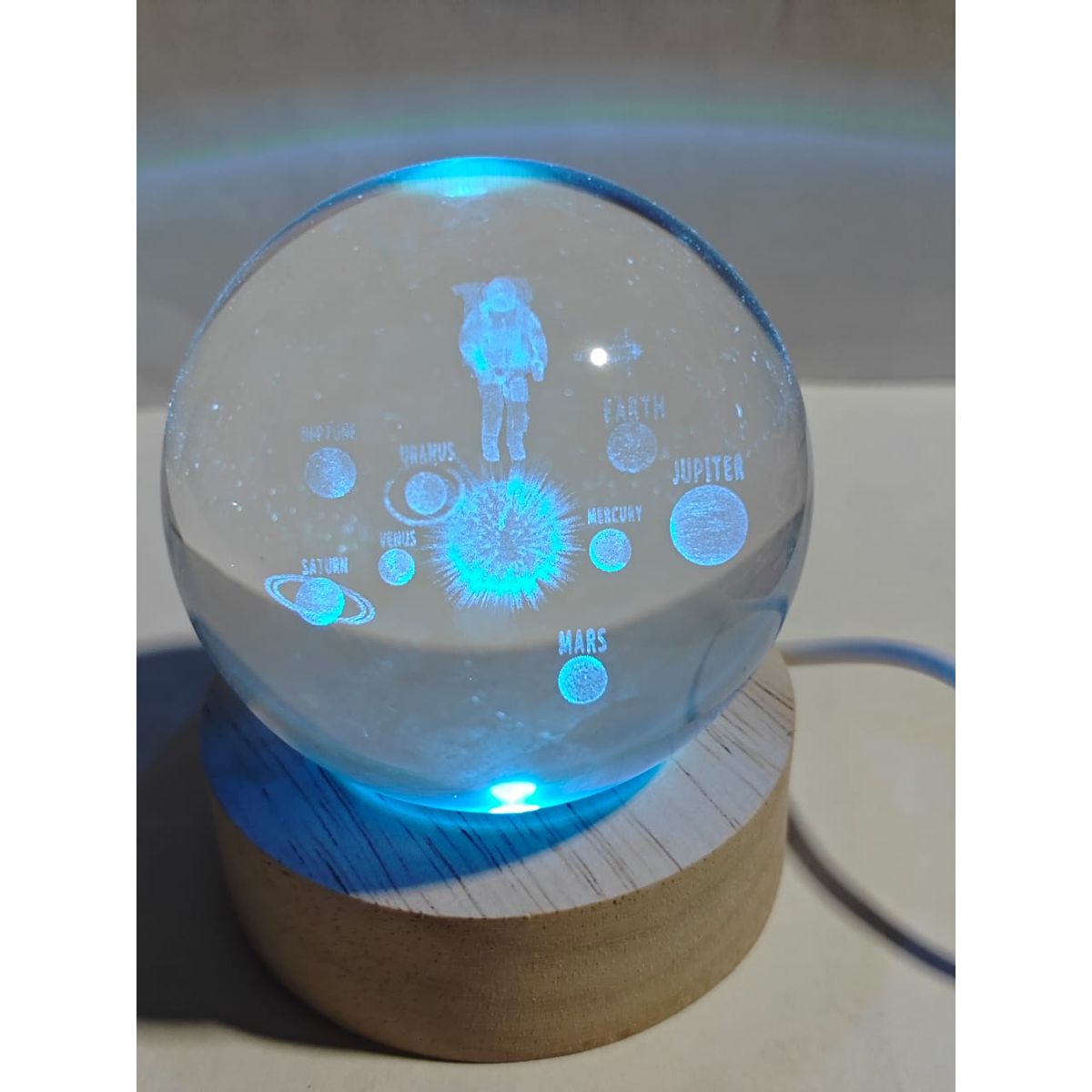 GENERICO - Lampara Bola de Cristal Multicolor USB - Astronauta 6 cm