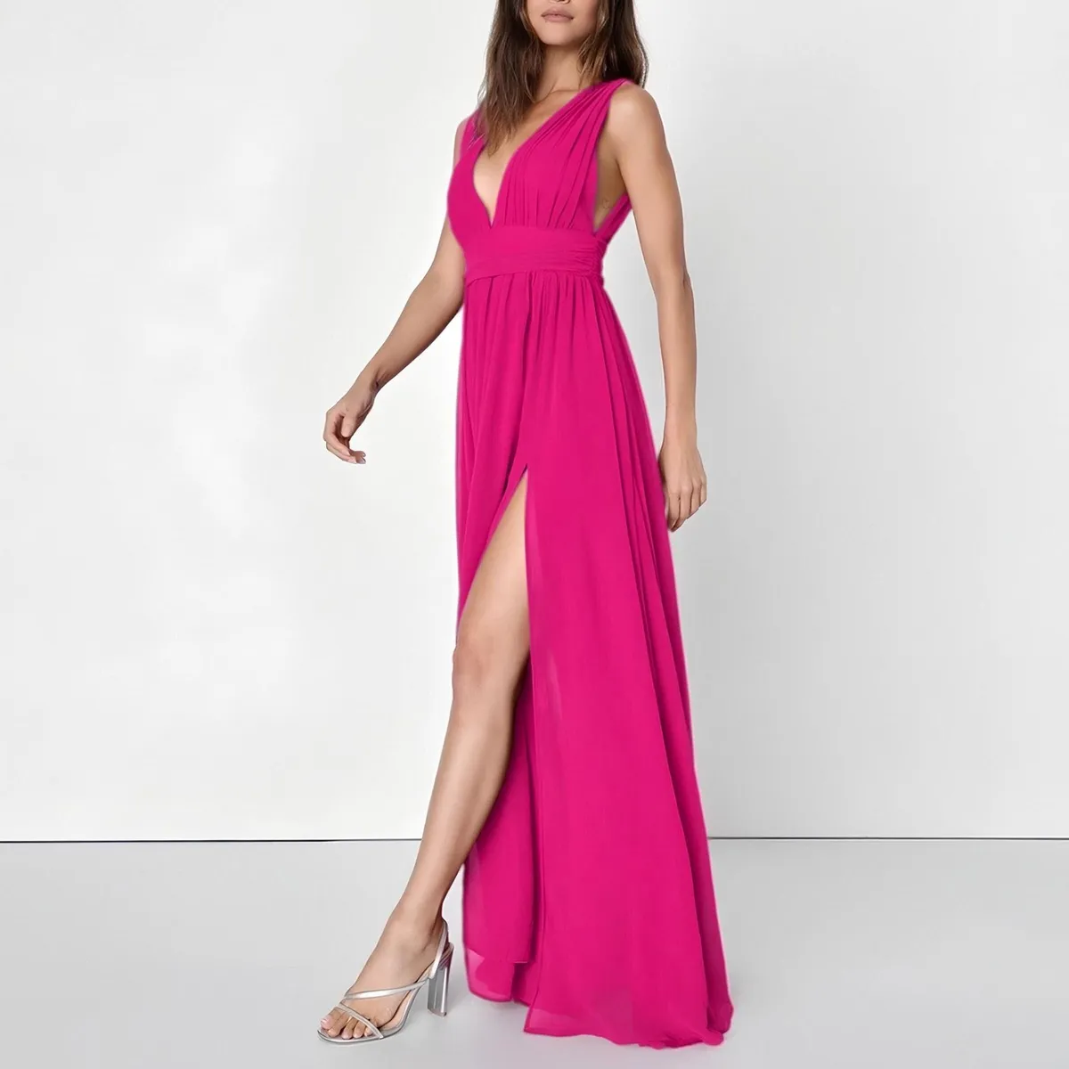 RINODERINA - Vestido Largo Elegante Fiesta Noche Clasico Moda Mujer