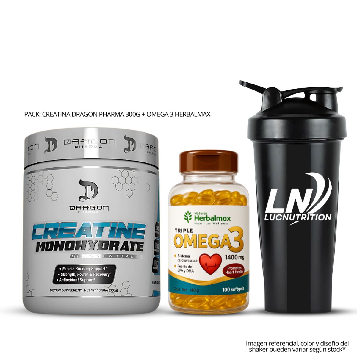 DRAG PHARMA - Creatina Dragon Pharma 300 G + Omega 3 Herbalmax 100 cap + shaker
