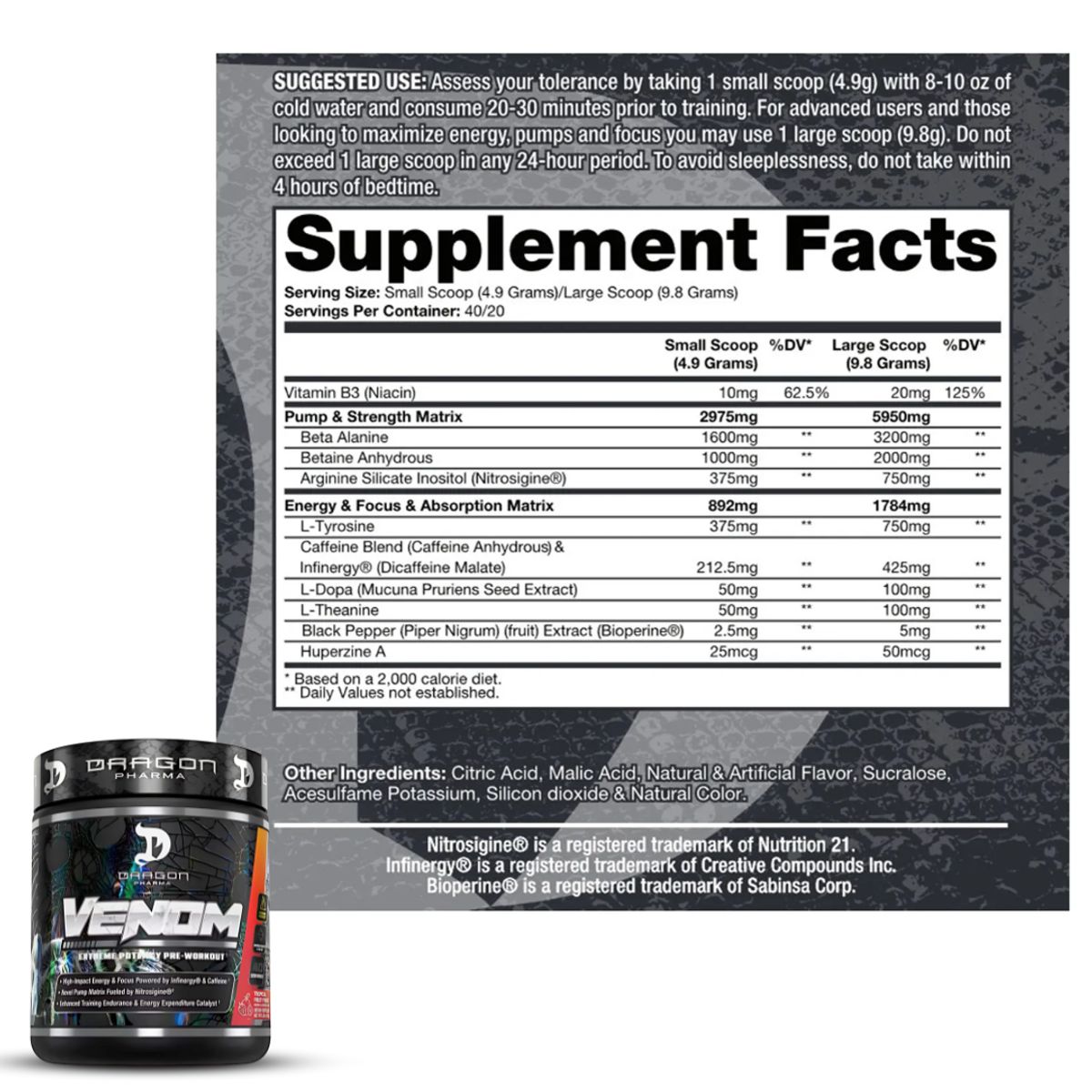 DRAG PHARMA - Venom Dragon Pharma 40 servicios Pre entreno fruit punch