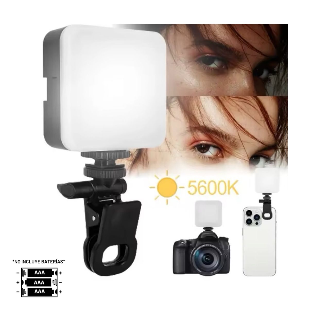 GENERICO - Mini Lámpara Portatil con Clip para Fotos