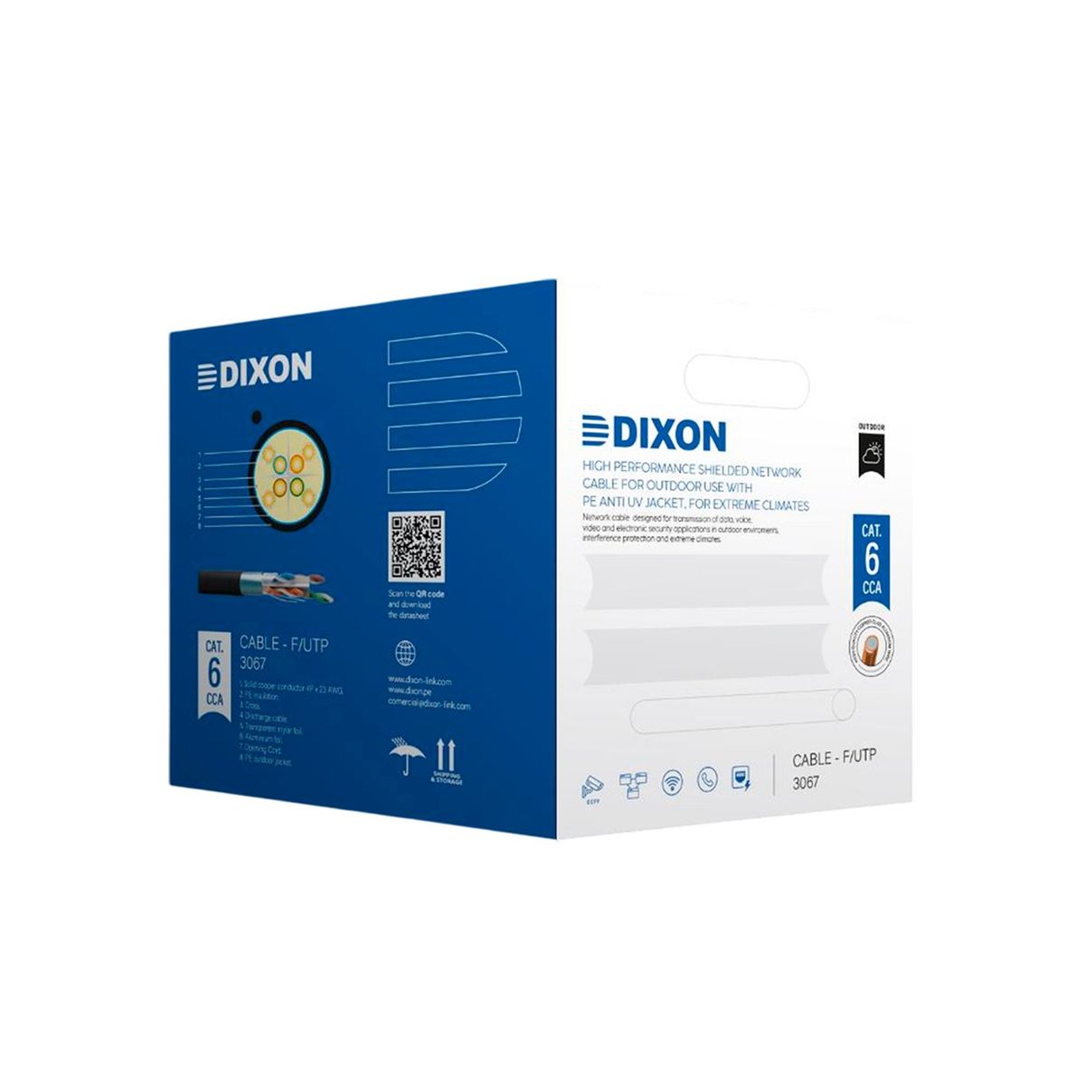 DIXON - Caja de cable Utp Cat 6 Dixon Serie 3067 305m 23 AWG Exterior PE Negro