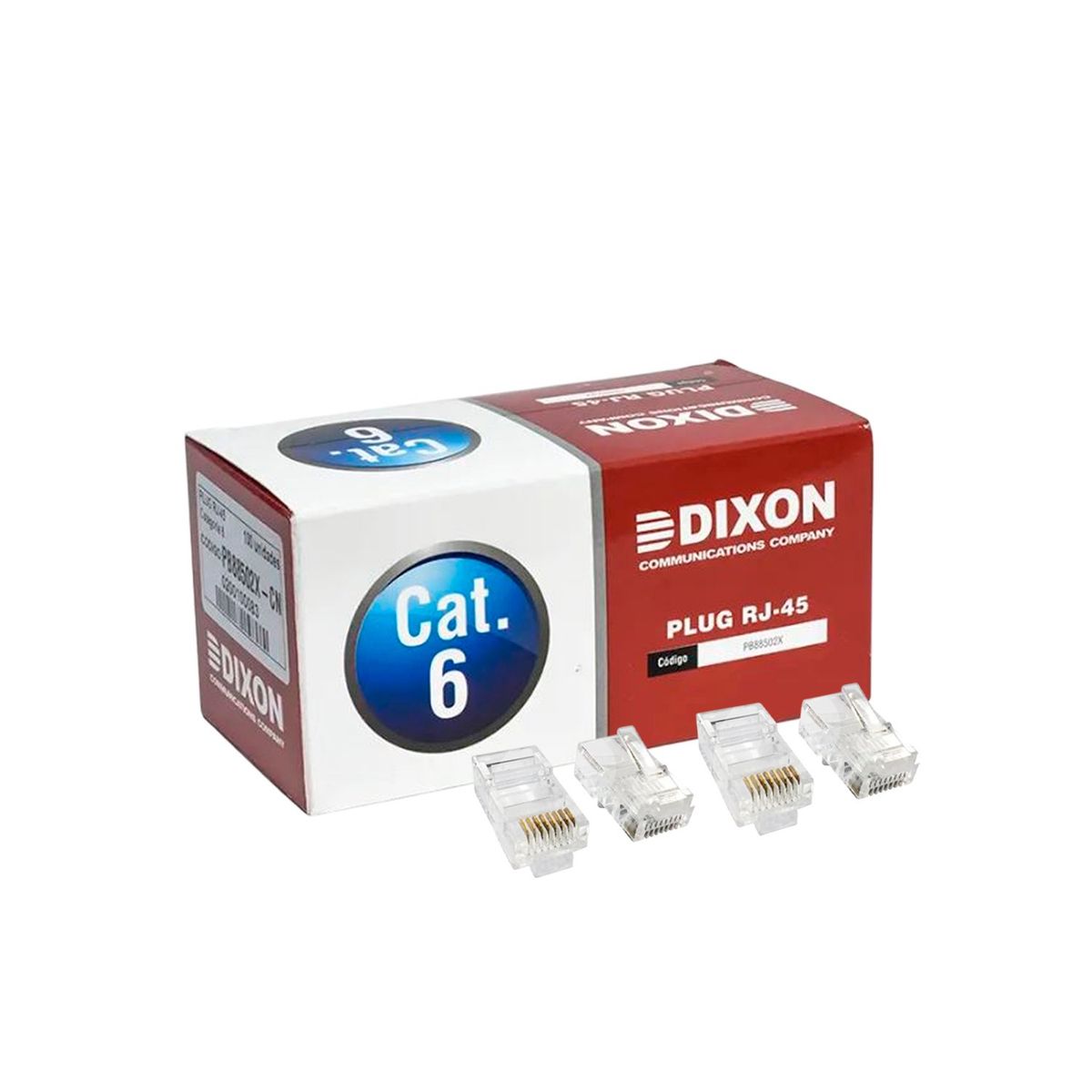 DIXON - 100 Conectores Rj45 Dixon para Utp Cat 6 x Caja 8contacto Cumple RoHs