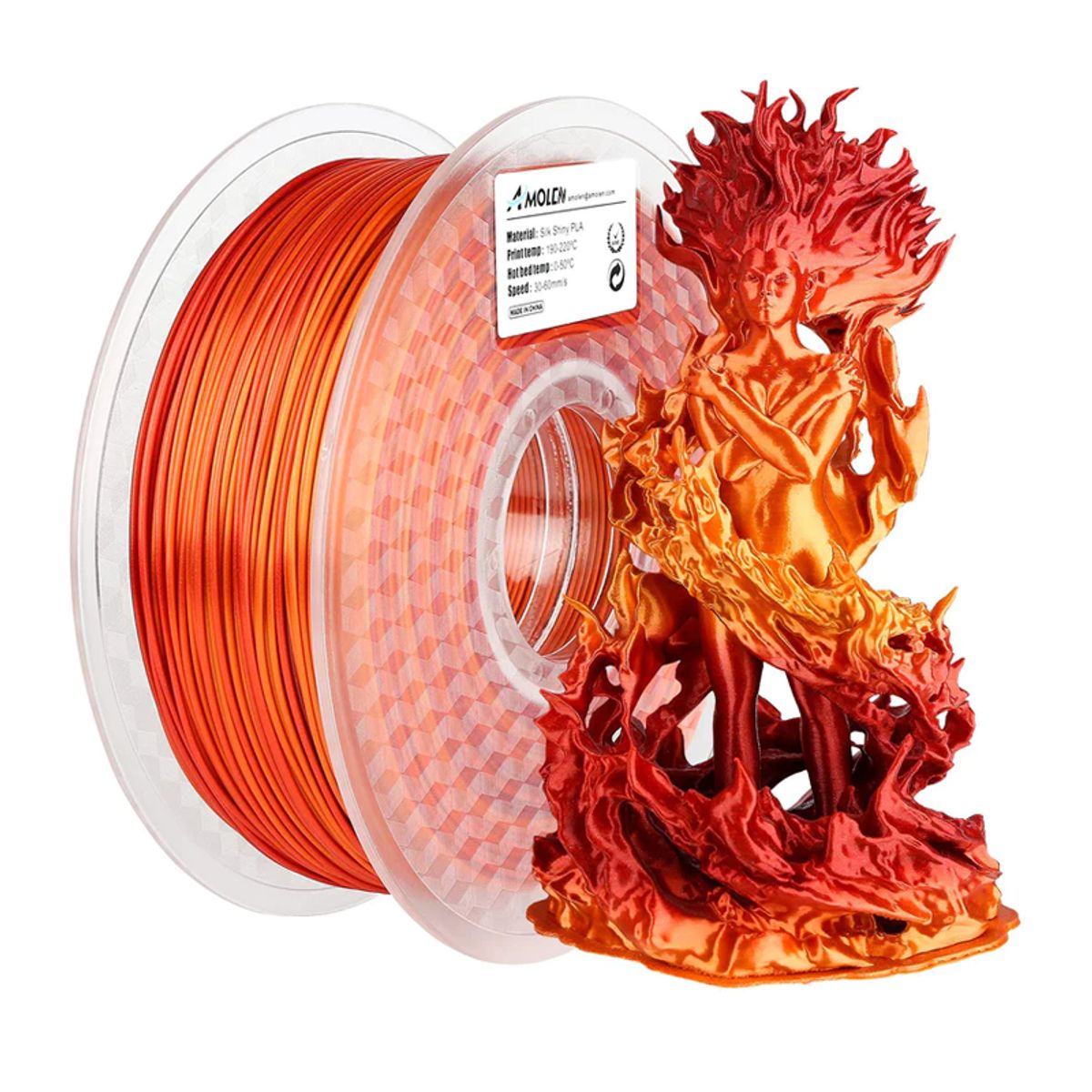 AMOLEN - Filamento Multicolor Gradiente PLA para impresora 3D Dorado con Rojo